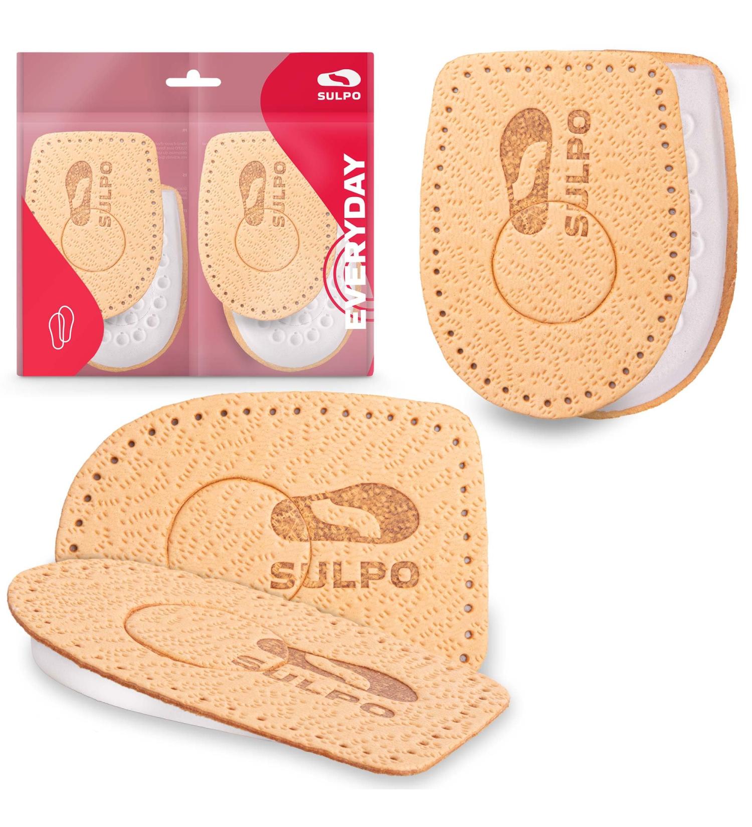 Sulpo Heel Spur Pillows - 2 Pairs Leather & Latex Foam Shoe Inserts for Pain Relief Achilles Tendon Support - Unisex Beige Size 35-41 - Buy Online on GoSupps.com