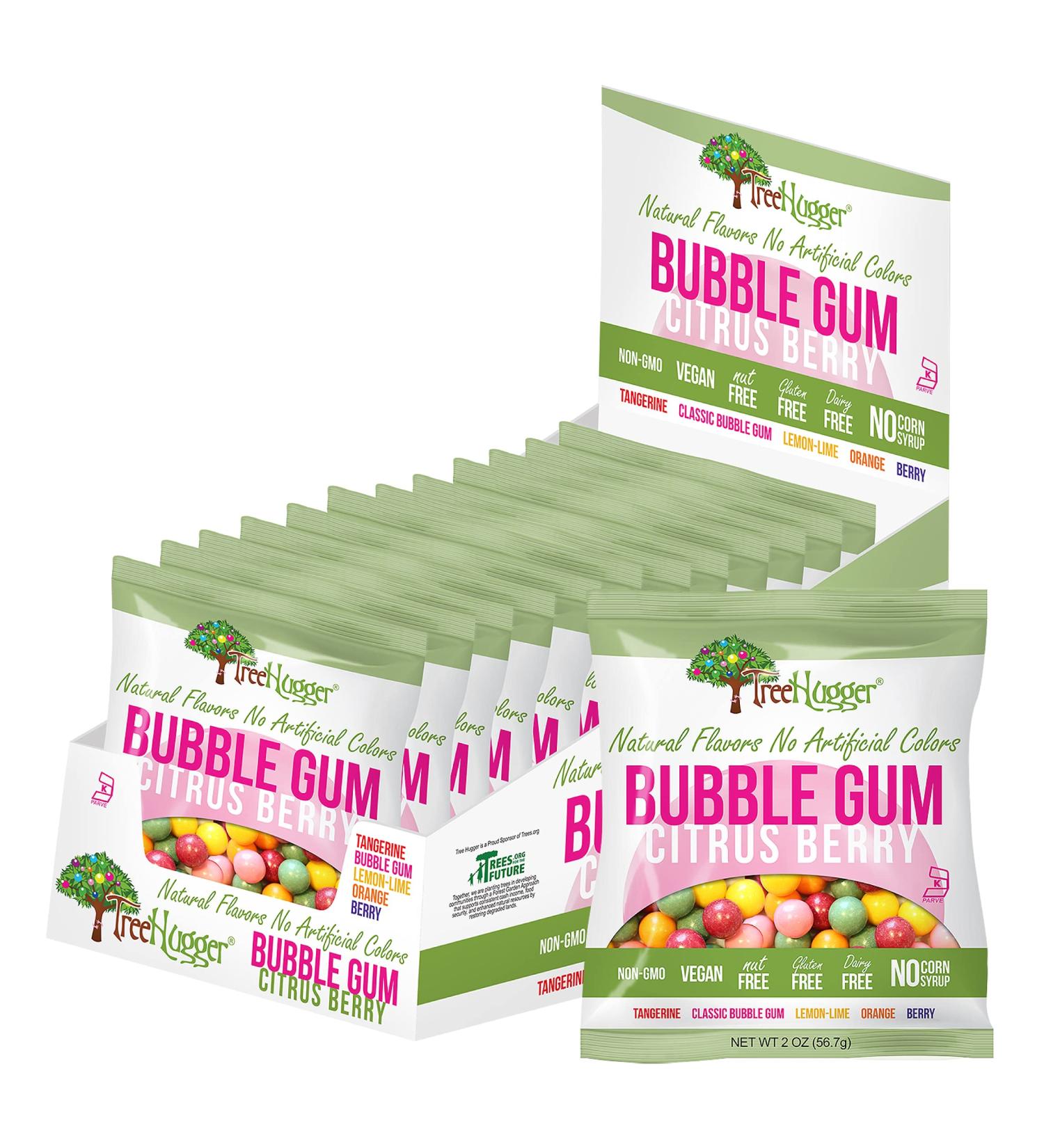 Tree Hugger Bubble Gum - Citrus Berry Flavor, Natural, 12 Pack (2 oz each) - No Artificial Colors - Buy Online on GoSupps.com