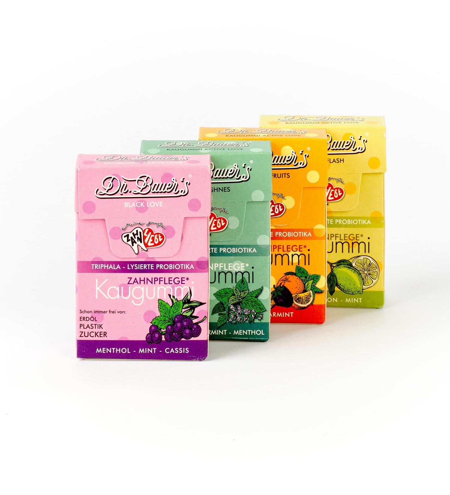 Dr. Bauer's Active Love Dental Cycling Cup - Vegan Sugar-Free Oil-Free Lockable 35g Box | Tasting Set of 25 Pieces - All 4 Varieties | International Shipping - Buy Online on GoSupps.com