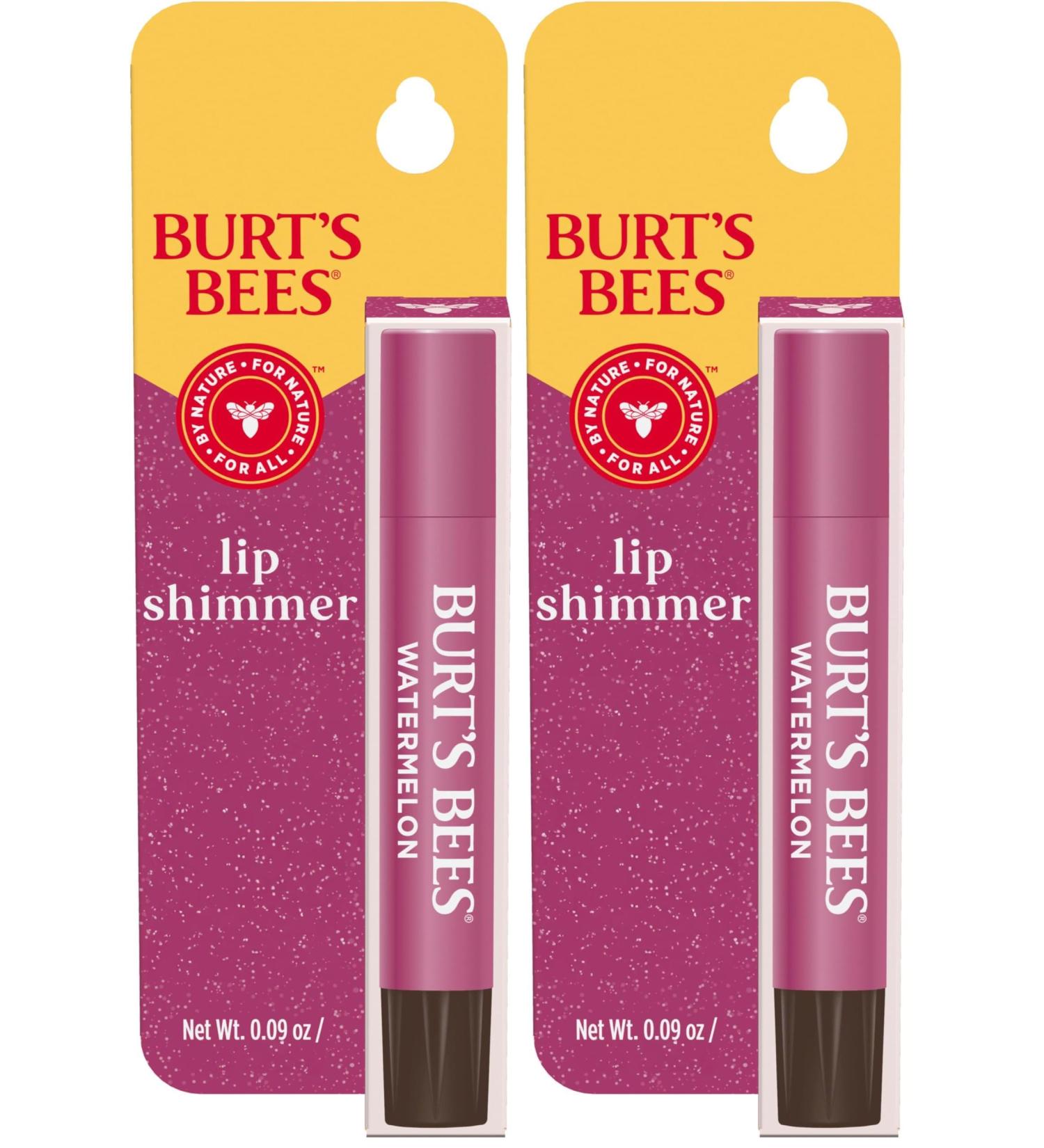 Burt's Bees Shimmer Lip Tint Tinted Lip Balm Stick Moisturizing for All Day Hydration with Natural Glowy Pigmented Finish & Buildable Color Watermelon 1 Tube 0.09 oz. (Pack of 2) 1 Count (Pack of 2) Pink - Buy Online on GoSupps.com