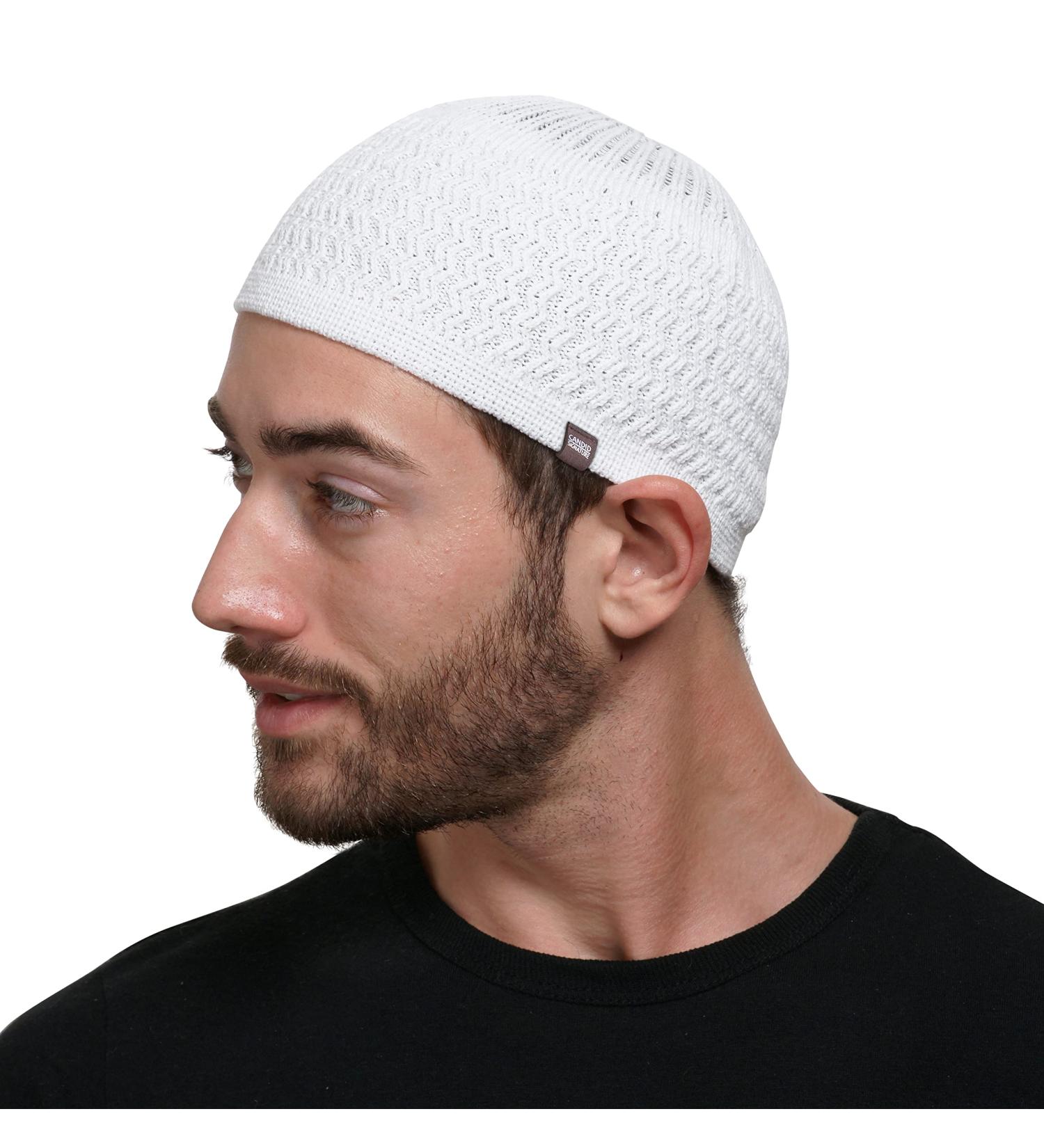 Candid Signature Apparel Zigzag Knit Skull Cap | 100% Cotton Beanie for Men & Women - White - Buy Online on GoSupps.com