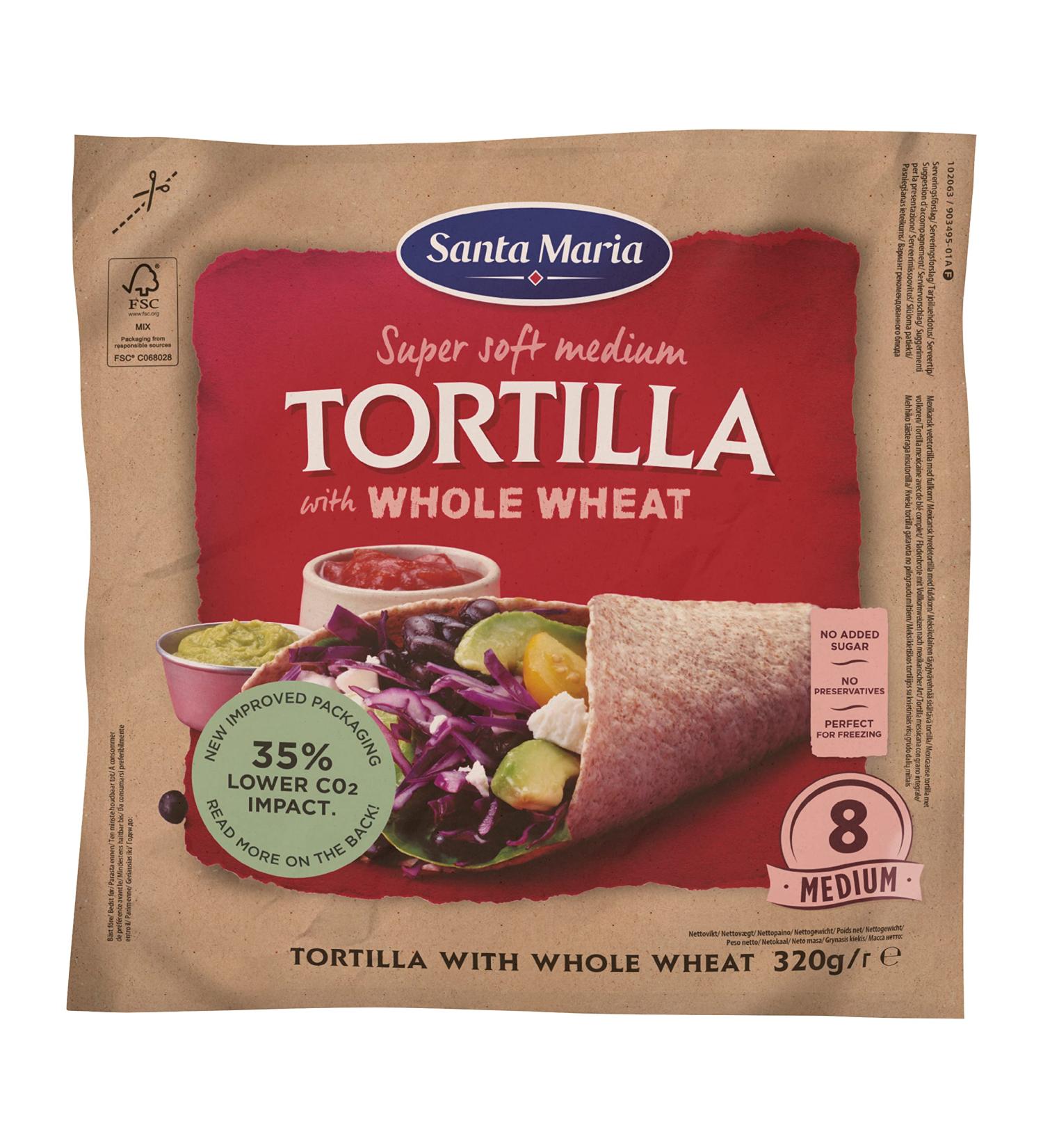 Santa Maria Whole Wheat Tortilla 320g | Flavorful Whole Grain Wraps | Perfect for Kids' Birthdays Lunches and Picnics - Shop Internationally! - Buy Online on GoSupps.com
