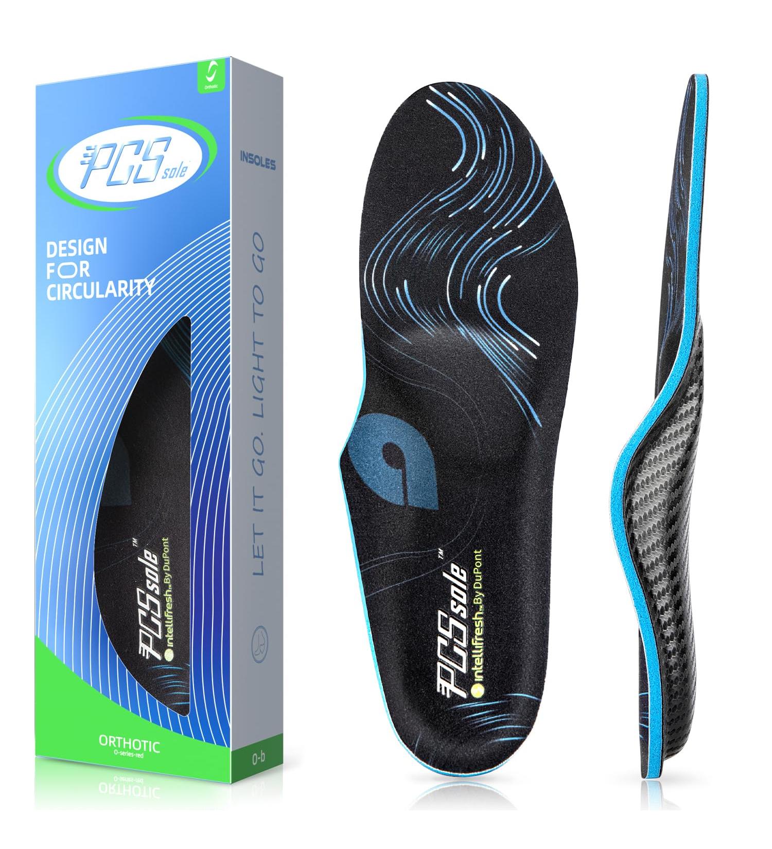 PCSSole Orthopedic Insoles for Work & Sports Shoes | Comfort for Flat Feet Plantar Fasciitis & Heel Spur | Men s & Women s Shoe Inserts EU46-47 (29.5cm) - Black - Buy Online on GoSupps.com