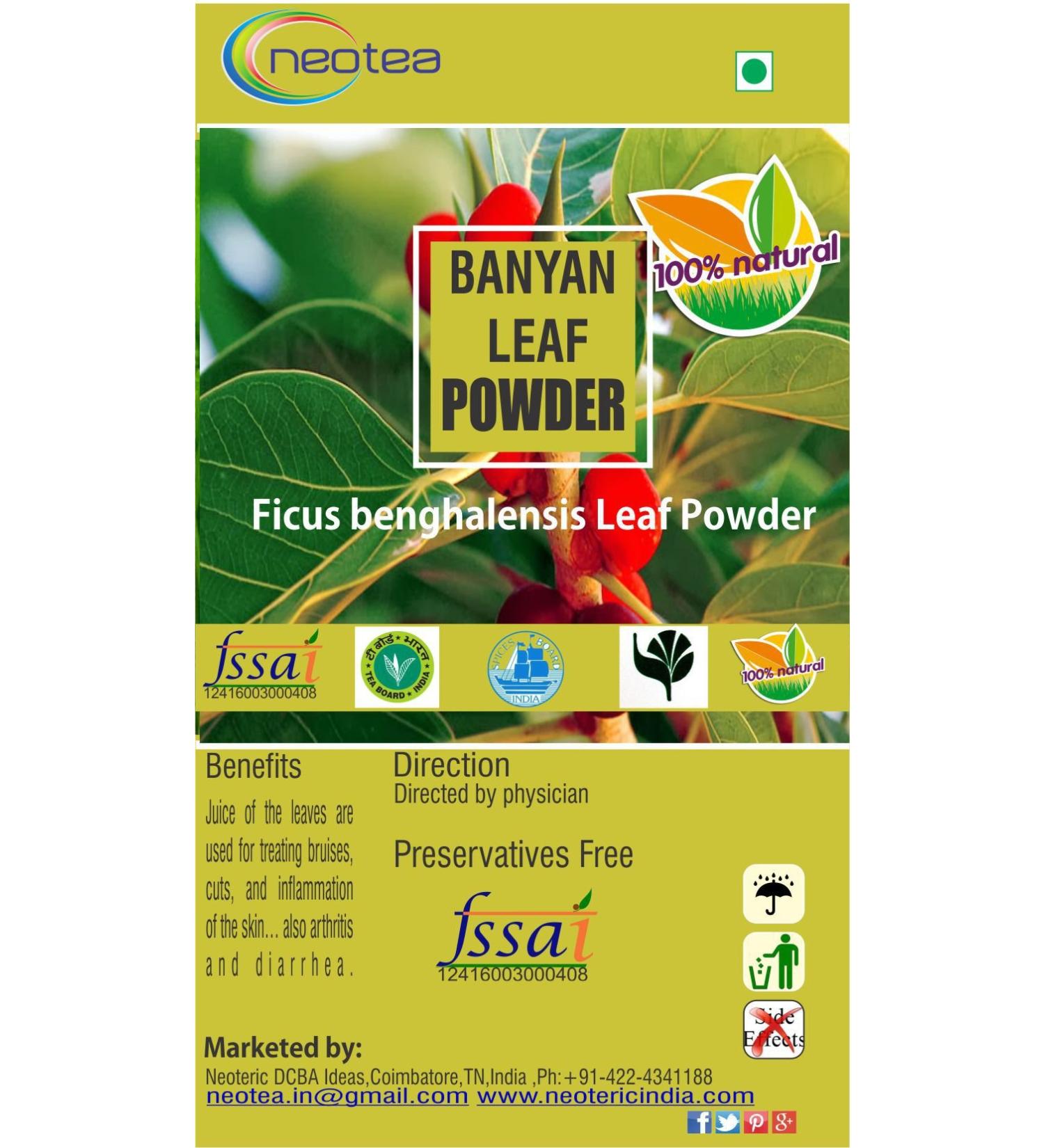 Neotea Banyan Tree Leaf/Aalamaram Ilai Powder 300 Grams 300 g (Pack of 1)