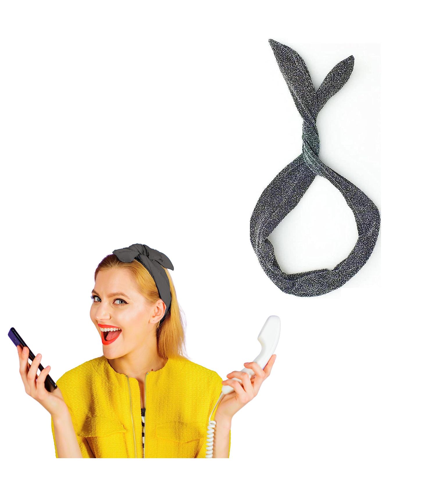 Lizzy Wired Hair Headband | Retro Rockabilly Adjustable Plain & Printed Wire Headbands Hair Accessory Head Wrap Vintage Various Colour & Designs