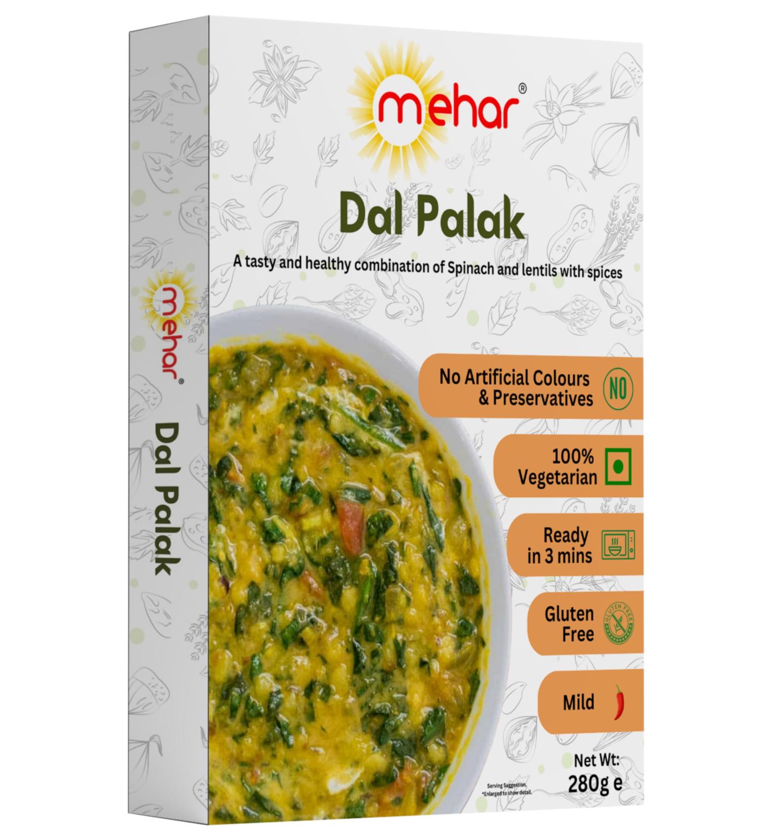 Mehar Ready to eat Dal Palak 280g(pack of 3)