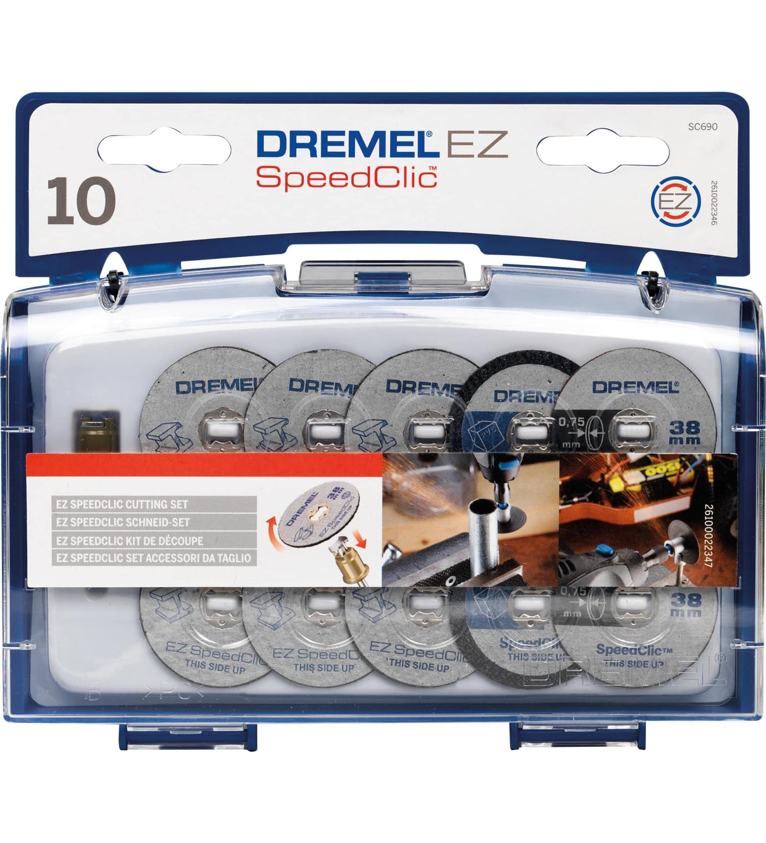 Dremel 690 EZ SpeedClic Cutting Wheels Set - Accessory Kit With 10 Rotary Tool Cutting Discs And Mandrel - Buy Online on GoSupps.com