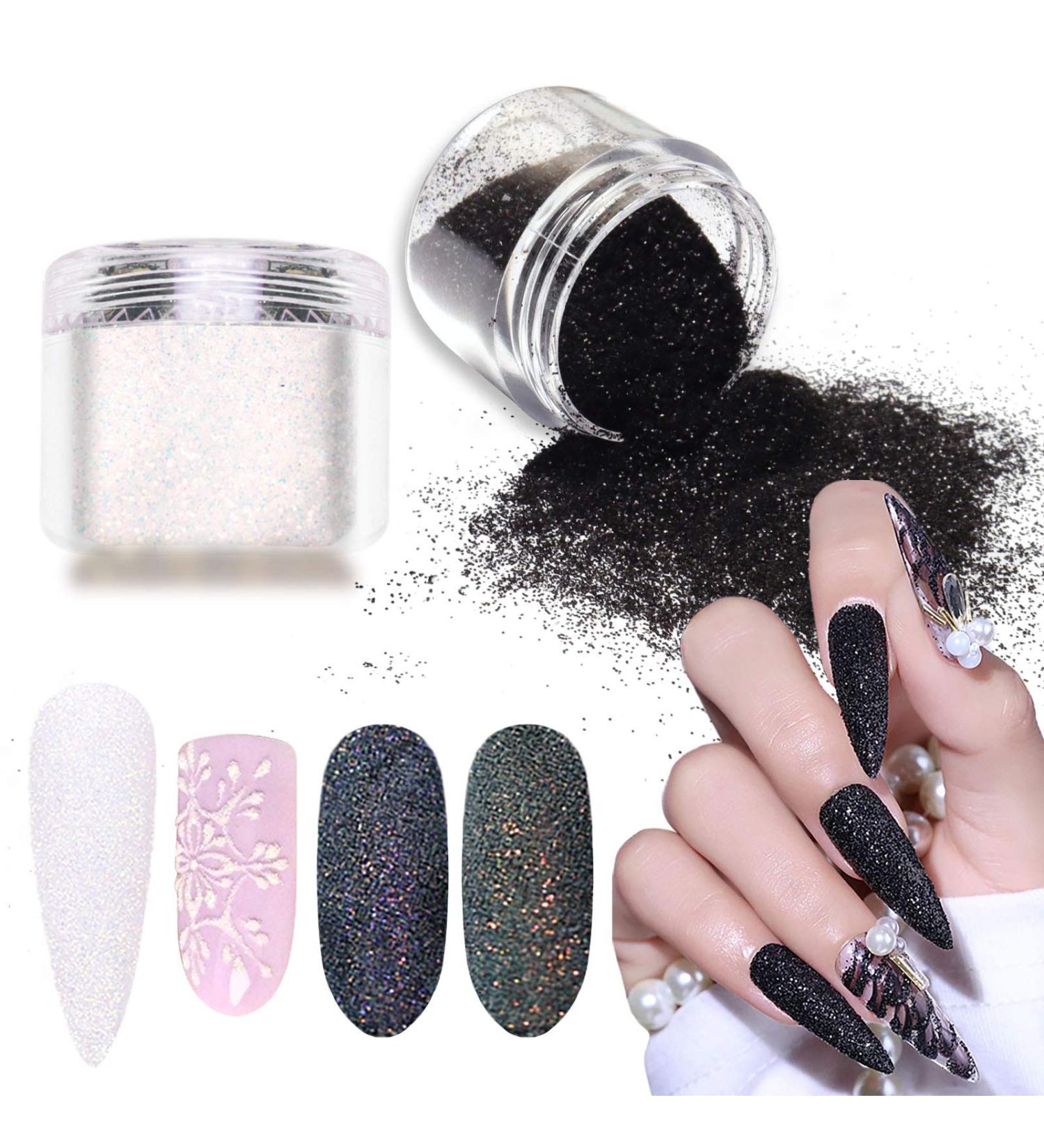 Laza Nail Glitter Powder - Shining Sugar Effect Black White Dust Sand Powder for Manicure Nail Art - Buy Online on GoSupps.com