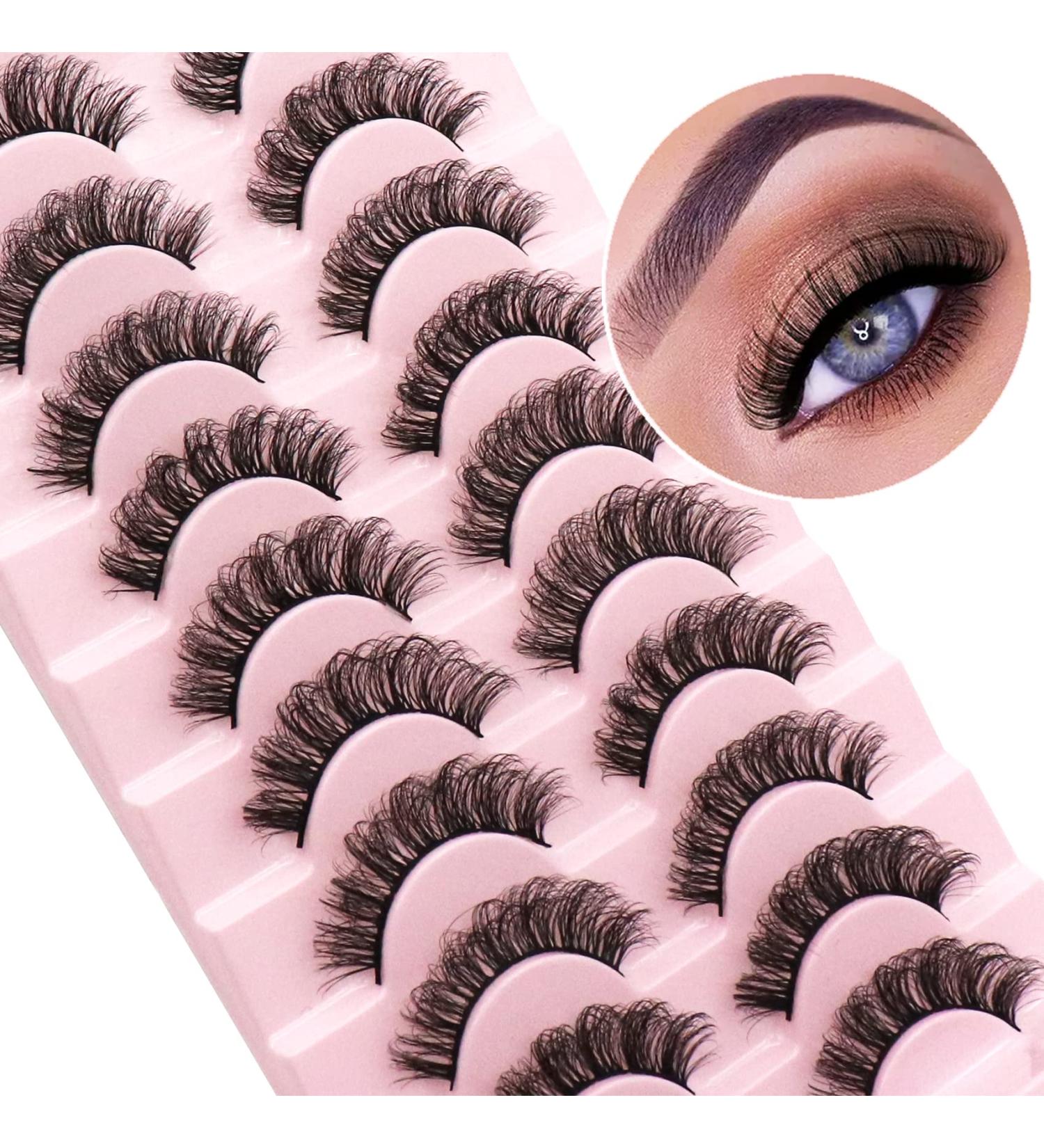 False Eyelashes Natural Mink Faux Russian Strip Lashes D03 - 10 Pairs | Fluffy Volume Fake Eyelash Extension | D Curl - Buy Online on GoSupps.com