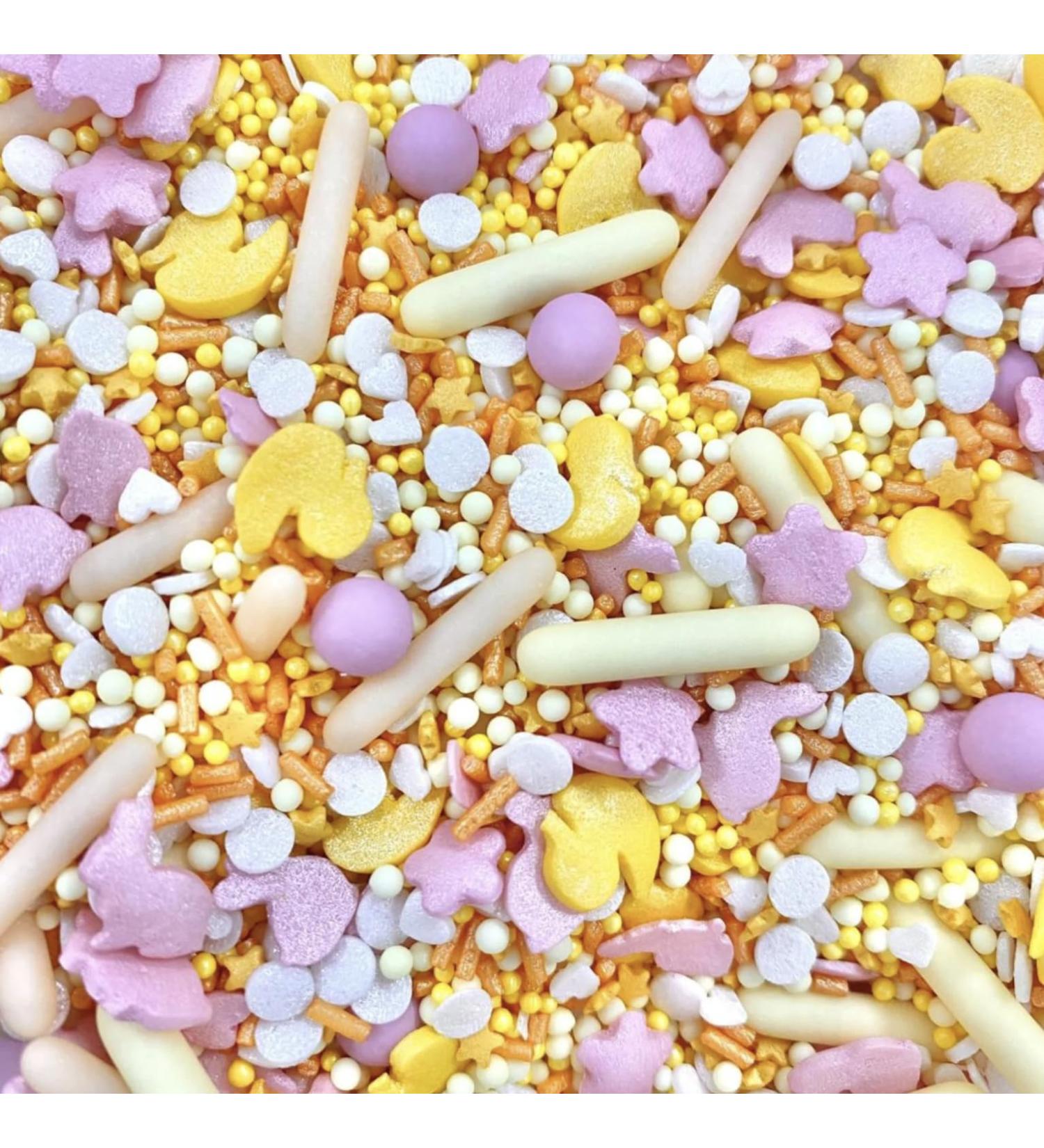 Easter sprinkles for cakes cupcake edible toppers yellow lemon pink white orange sprinkle mix blend bunny rabbit chick bunnies pearls party decoration baking biscuits topper chocolate balls CUTE CHICK - Buy Online on GoSupps.com
