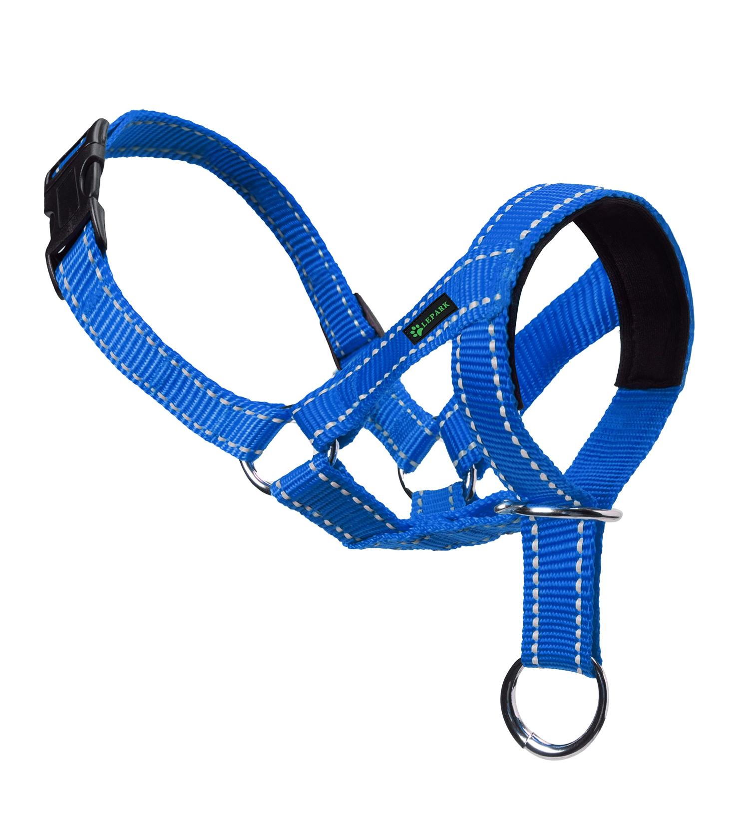 ILEPARK Dog Halter for Training | Adjustable Colorful Head Harness to Stop Pulling | Easy to Use | Size M - Blue - Buy Online on GoSupps.com