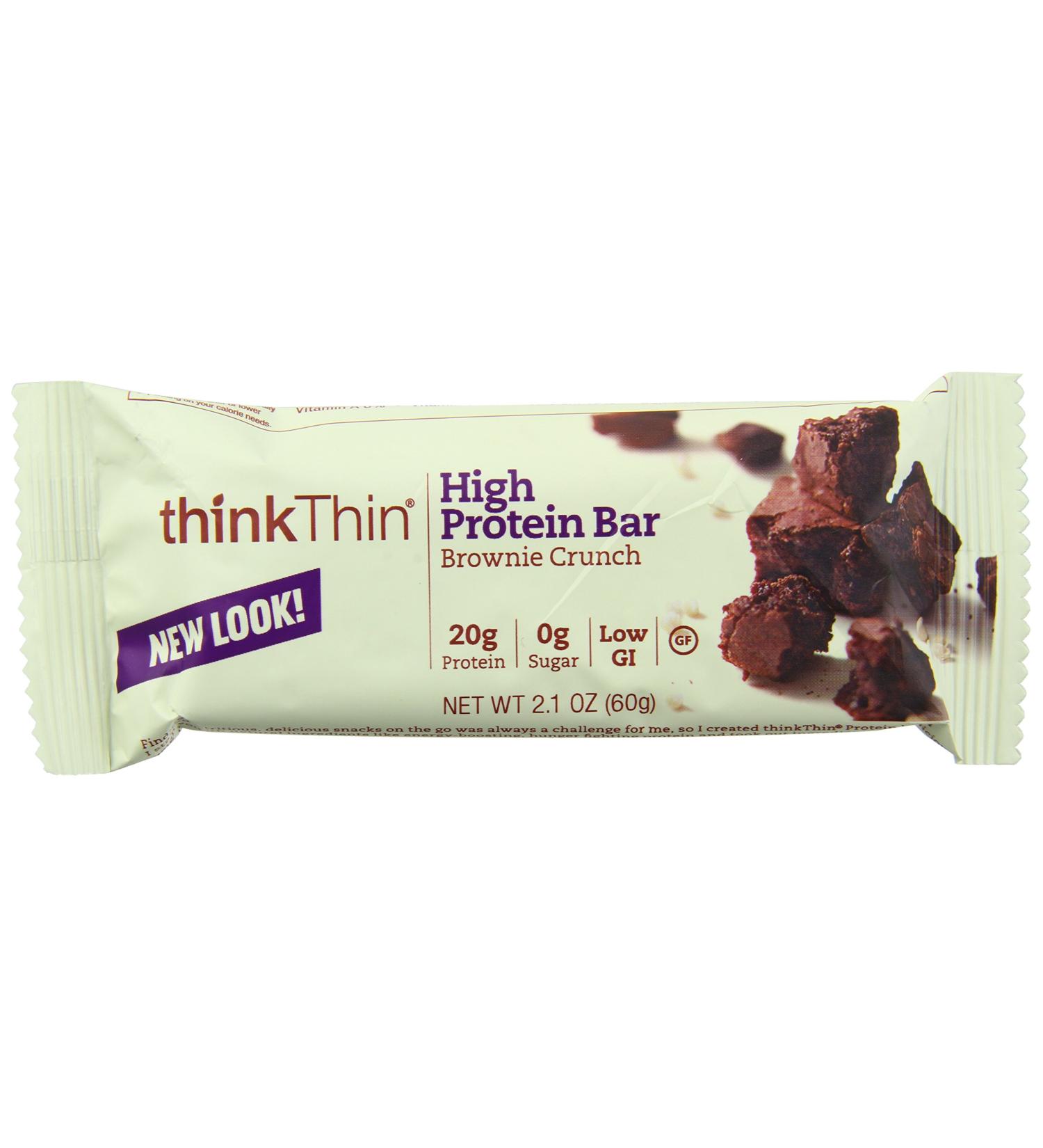 ThinkThin High Protein Bar - Brownie Crunch 10 Count | 60g Protein Bars for Energy & Nutrition - Buy Online on GoSupps.com