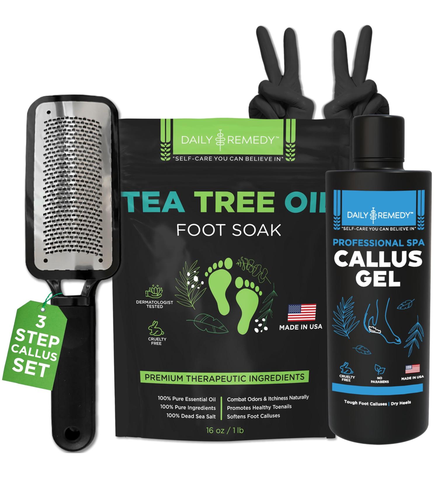 Professional Foot Callus Remover Gel Set - 8oz Callus Gel & 16oz Tea Tree Oil Foot Soak - Ultimate Pedicure Kit for Smooth Feet - International Shipping Available - Buy Online on GoSupps.com