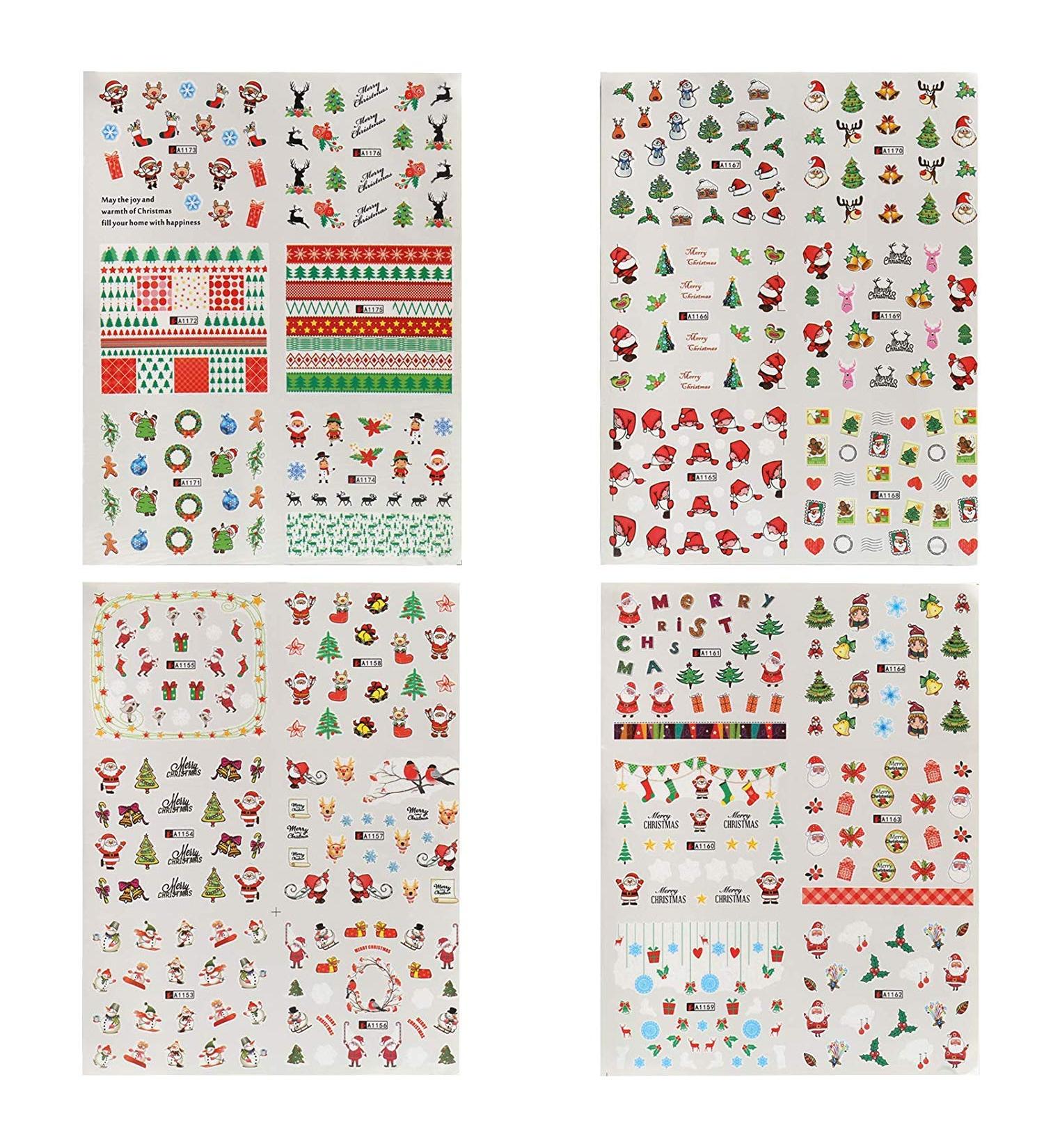 Naler Christmas Nail Stickers 24 Small Sheets Xmas Nail Toe Stickers Water Slide Decal for Women Girls Ladies Christmas Decoration - Buy Online on GoSupps.com