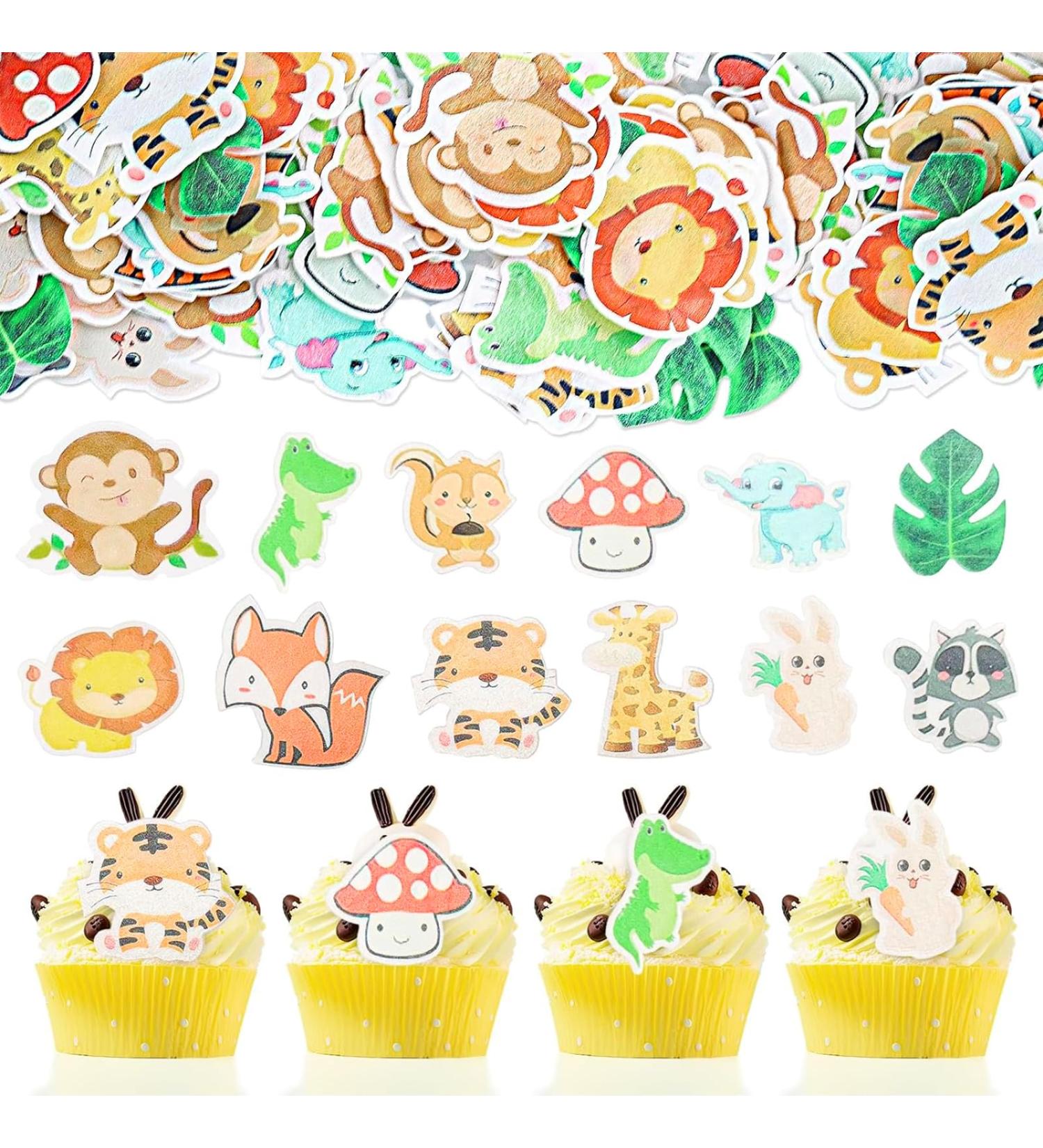 60 Edible Tortendeco Animal Cupcake Toppers | Jungle & Forest Theme Birthday Decorations - Buy Online on GoSupps.com