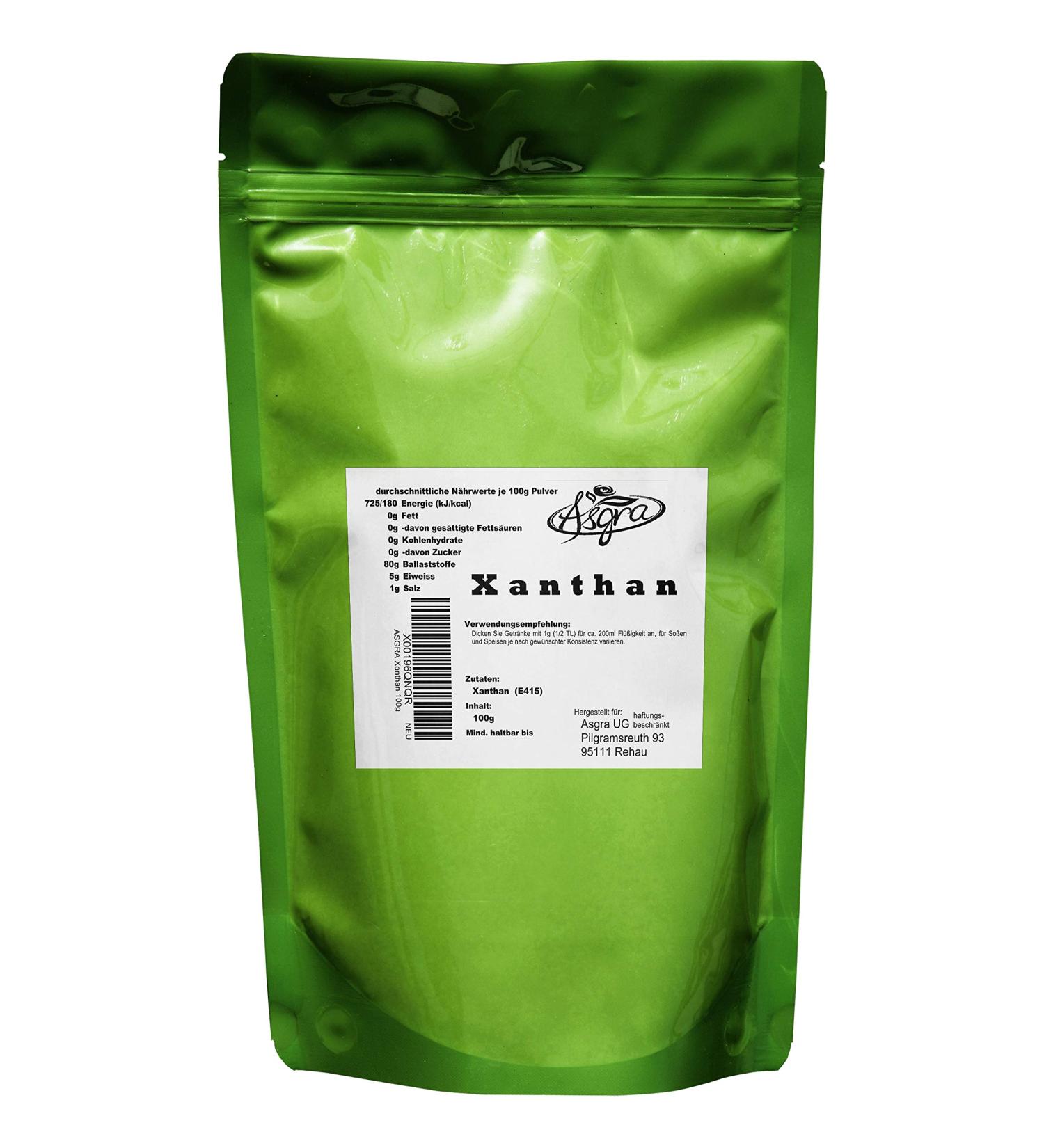 Birsppy 100g Xanthan - E415 - at least1 year MHD - binding agent for good luck - baking and cooking like the professionals - in a practical bag with a zip closure - from Asgra