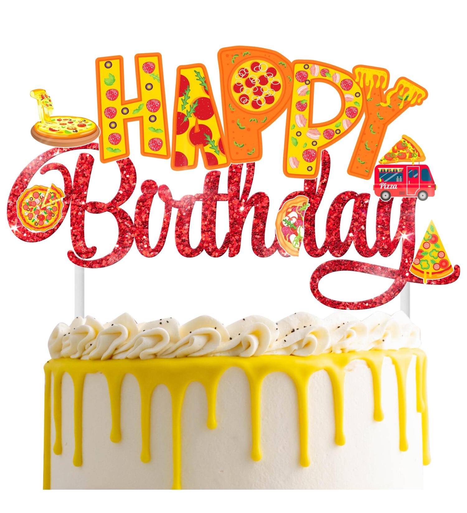 Pizza Theme Birthday Party Cake Topper Red - Buy Online on GoSupps.com