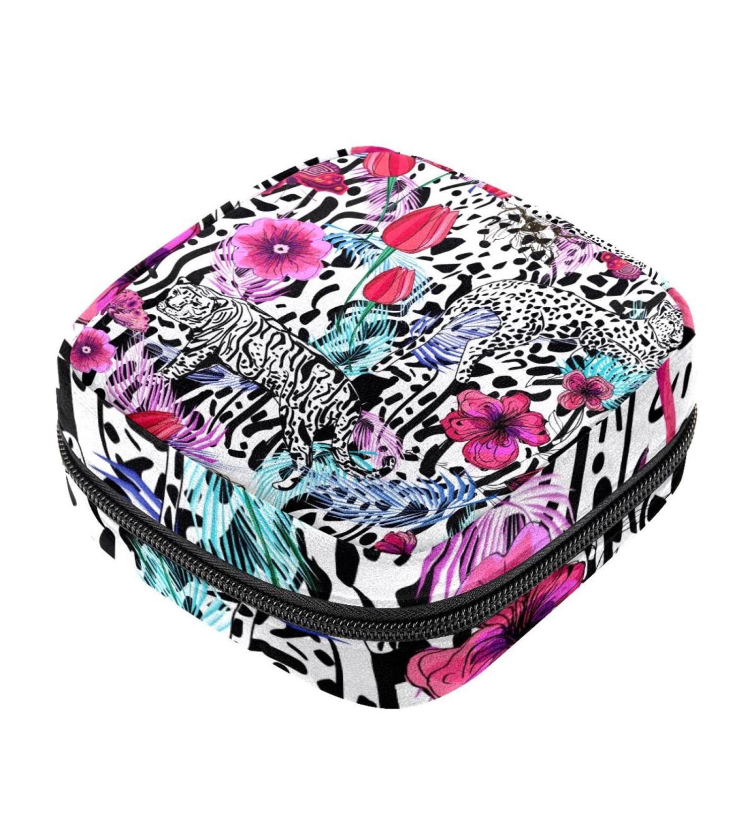 Stylish Menstruation Pad Bag with Zipper | Women's Napkin & Tampon Bag | Unique African Animal Print Collection - Buy Online on GoSupps.com