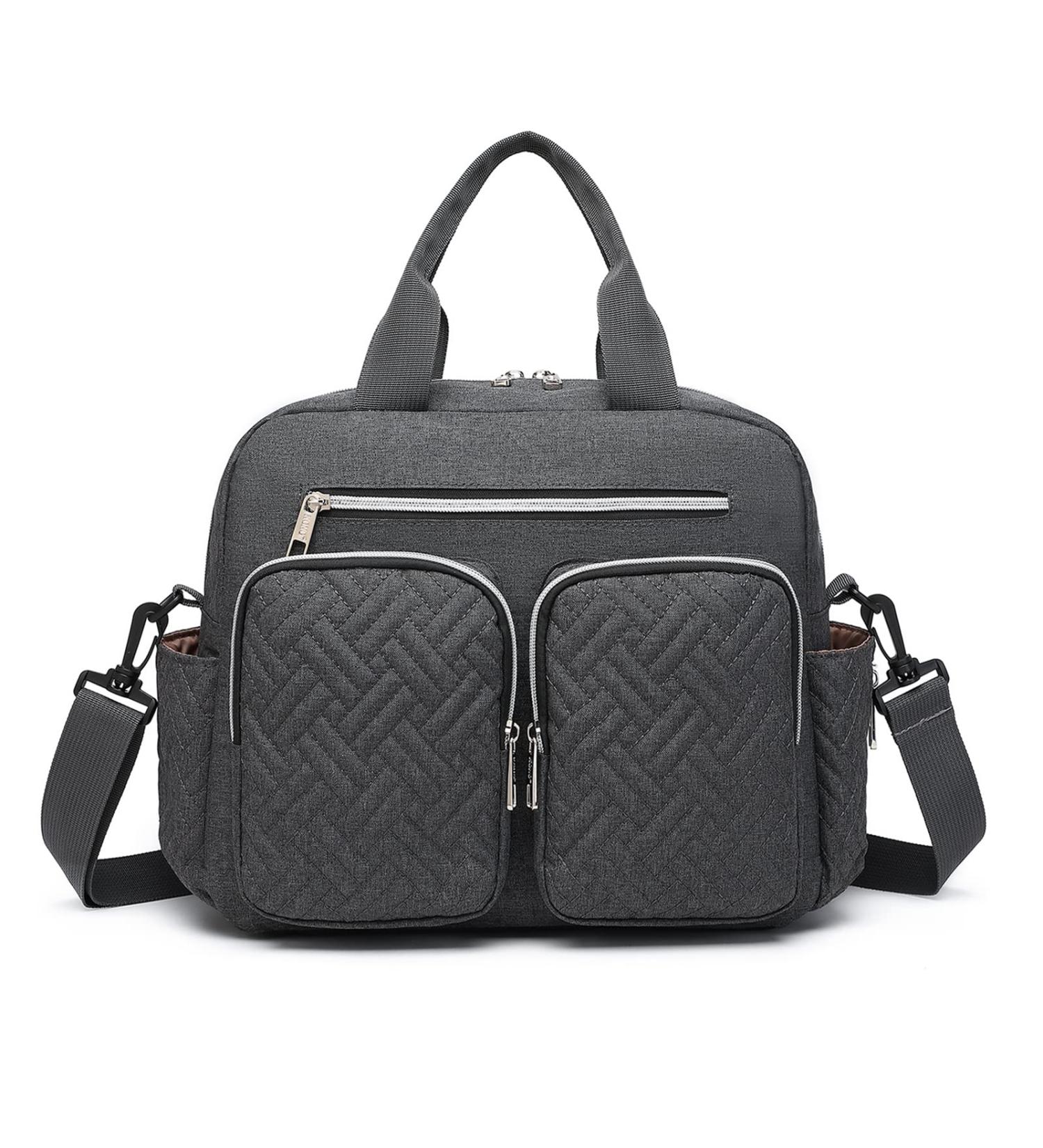 Kono Large Weekender Baby Changing Bag | Stylish Mom and Dad Travel Nappy Tote | Convertible Messenger with Insulated Pockets - Dark Grey - Buy Online on GoSupps.com