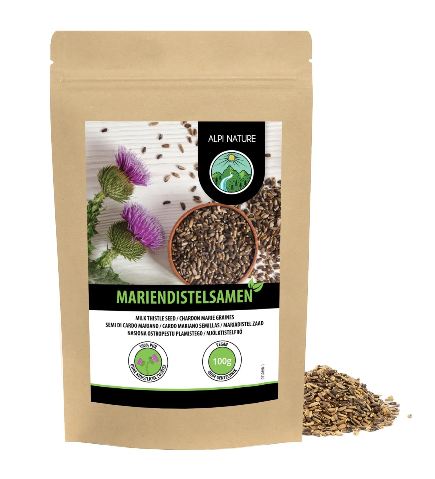  Alpi Nature Alpi Nature Whole Milk Thistle Seeds 100g Seeds for Preparing Milk Thistle Herbal Tea - Buy Online on GoSupps.com