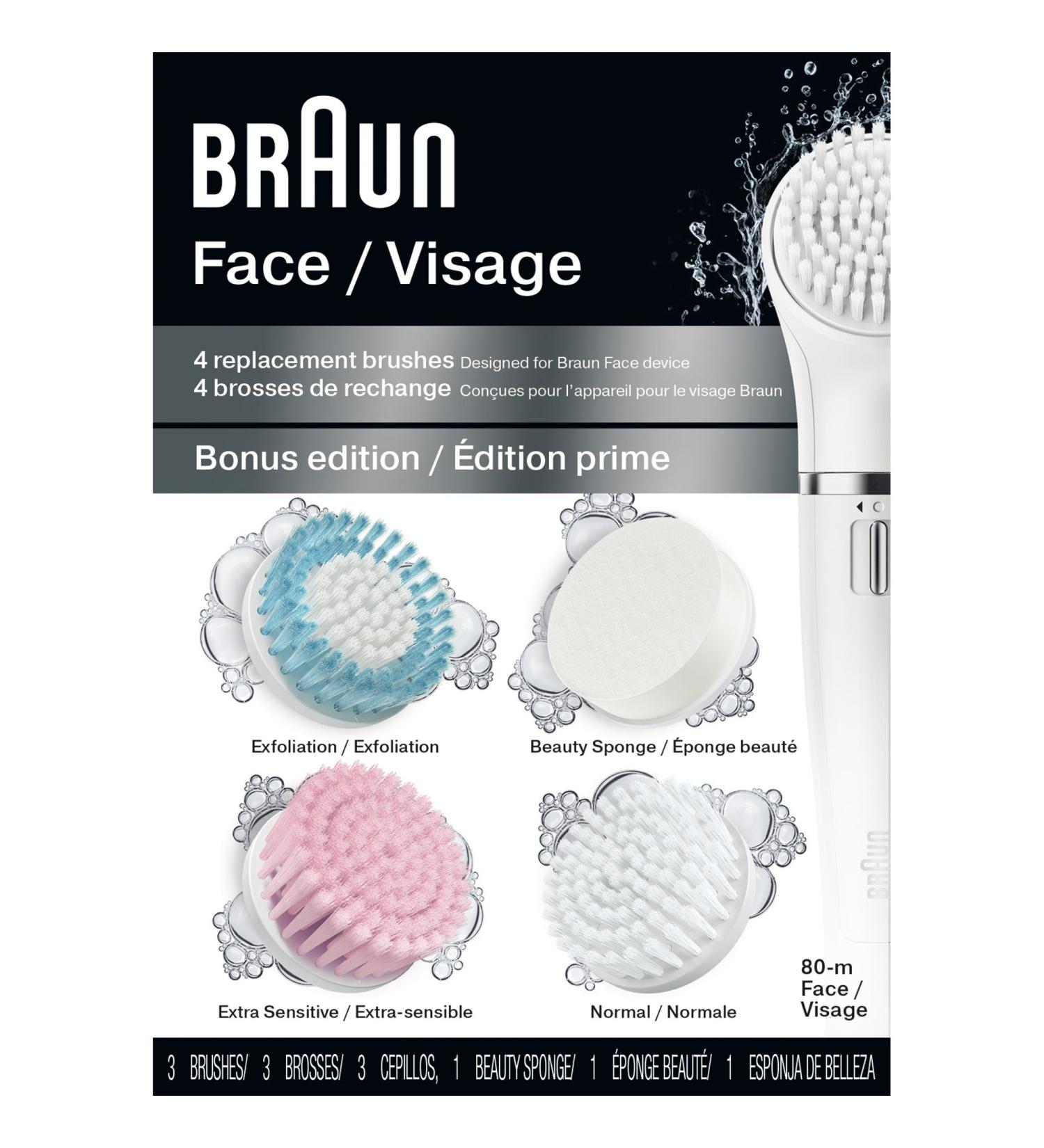 Braun Face 80M - Variety Brush Refills 4 Count for Mini-Facial Epilator and Cleansing Brush - Buy Online on GoSupps.com