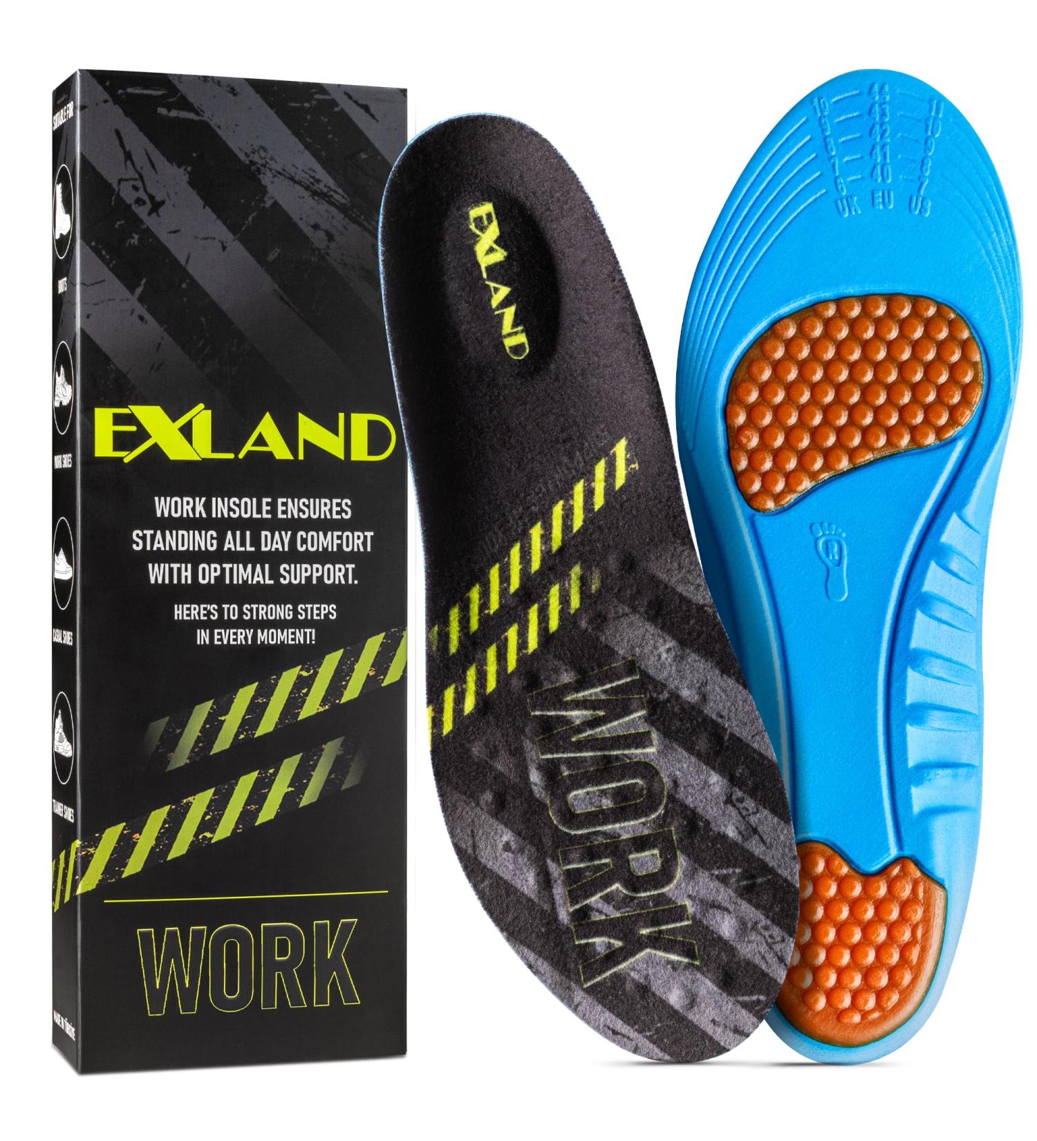 Exland Orthotic Gel Insoles for Men & Women - Comfort Cushioning & Shock Absorbing - Trim to Fit - Best for All-Day Standing (Size L - Buy Online on GoSupps.com