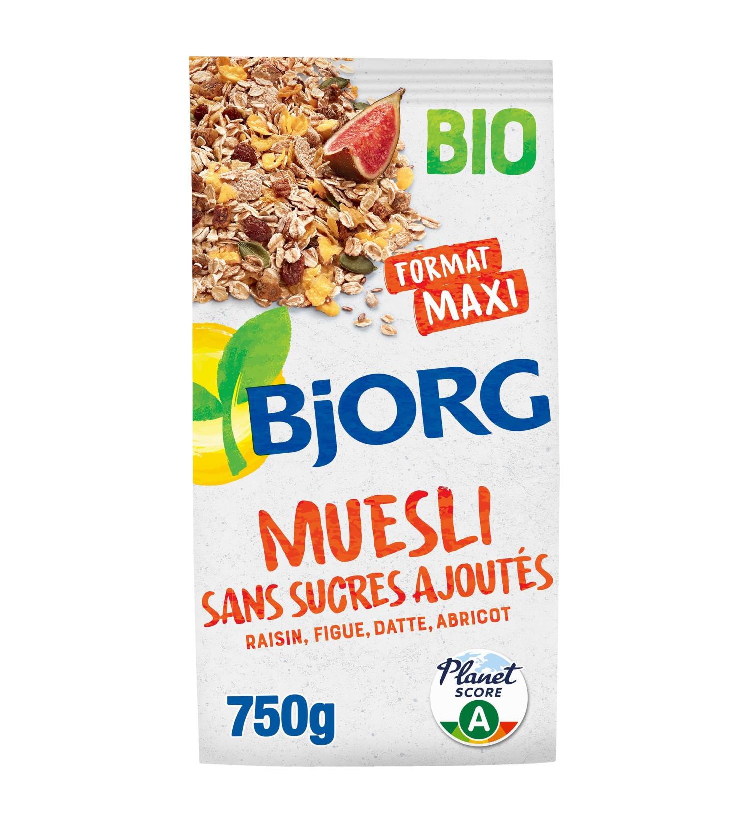 BJORG - Organic Muesli Without Added Sugars - Grape Fig Date Apricot - Whole Grain - Bag 750g - Buy Online on GoSupps.com