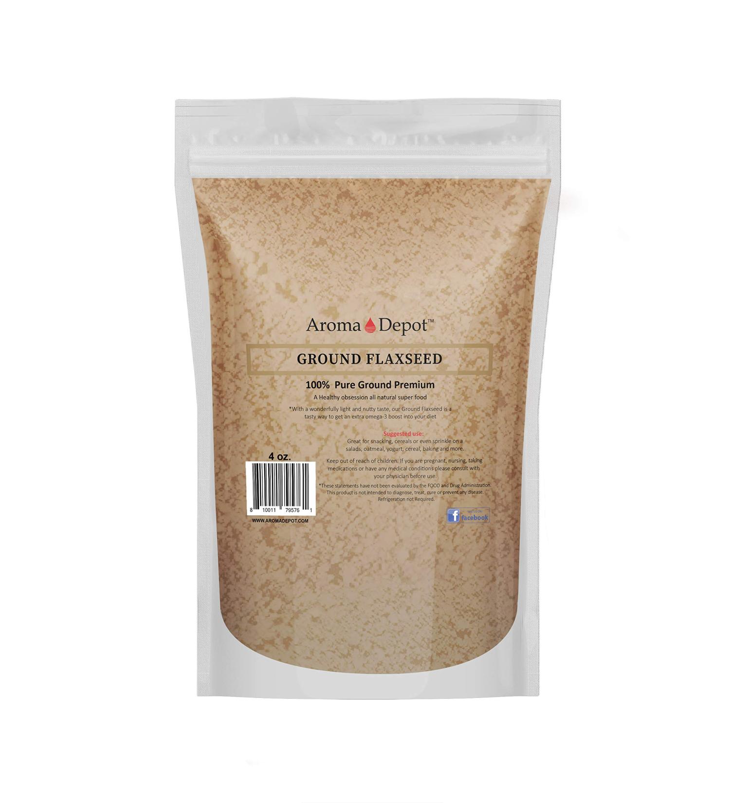 Aroma Depot 4oz Ground Brown Flaxseed Powder | Omega-3 Fats | Non GMO | Gluten-Free | 4 Ounces - Buy Online on GoSupps.com