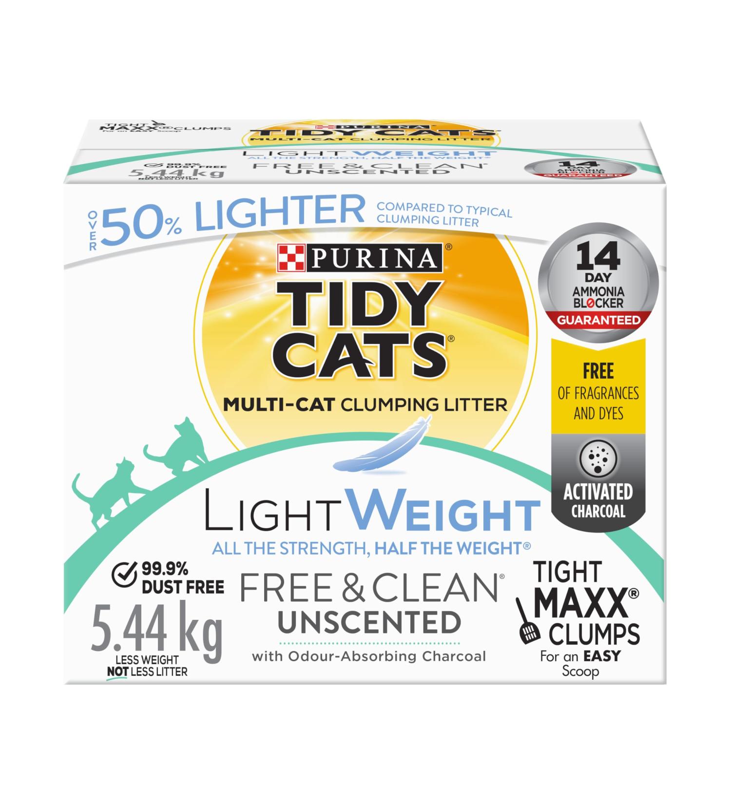 Tidy Cats Free & Clean Cat Litter LightWeight Unscented Multi-Cat - 5.44 kg Box 5.44 kg Box (1 Pack) - Buy Online on GoSupps.com