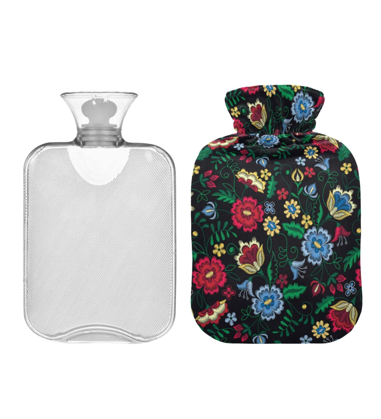 Floral Pattern 2L Hot Water Bottle with Cover - Pain Relief & Hand Feet Warmer for Winter - Buy Online on GoSupps.com