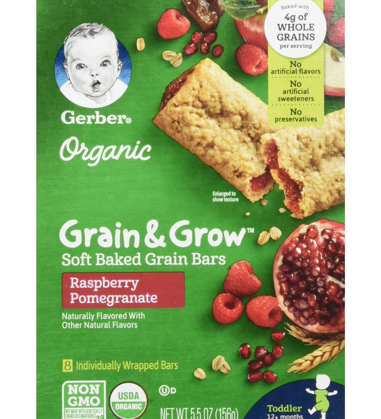 Gerber Up Age Organic Soft Baked Grain Bars - Raspberry Pomegranate 5oz - Buy Online on GoSupps.com