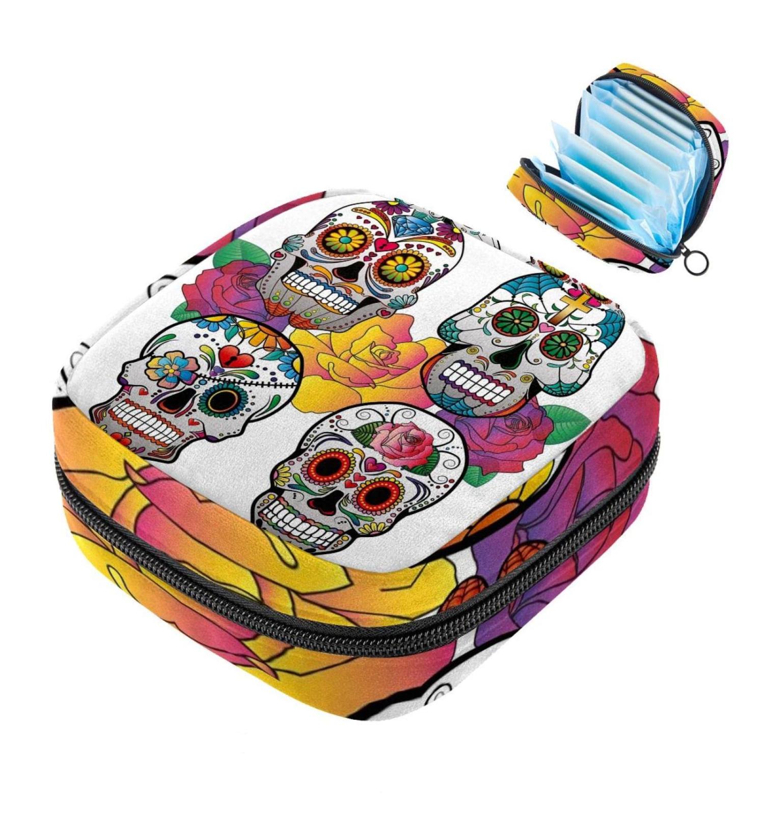 Day of the Dead Calavera Napkin Storage Bag | Portable Menstrual Cup Bag for Women & Teens - Buy Online on GoSupps.com