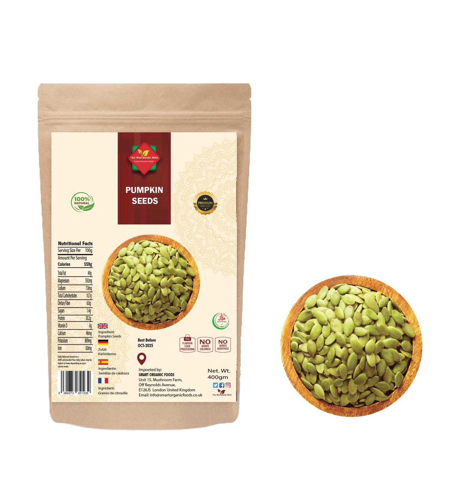 Raw Pumpkin Seeds (400g/14.11oz) - High Fiber & Protein | Non GMO, Vegan, 100% Natural | Premium Quality - Buy Online on GoSupps.com