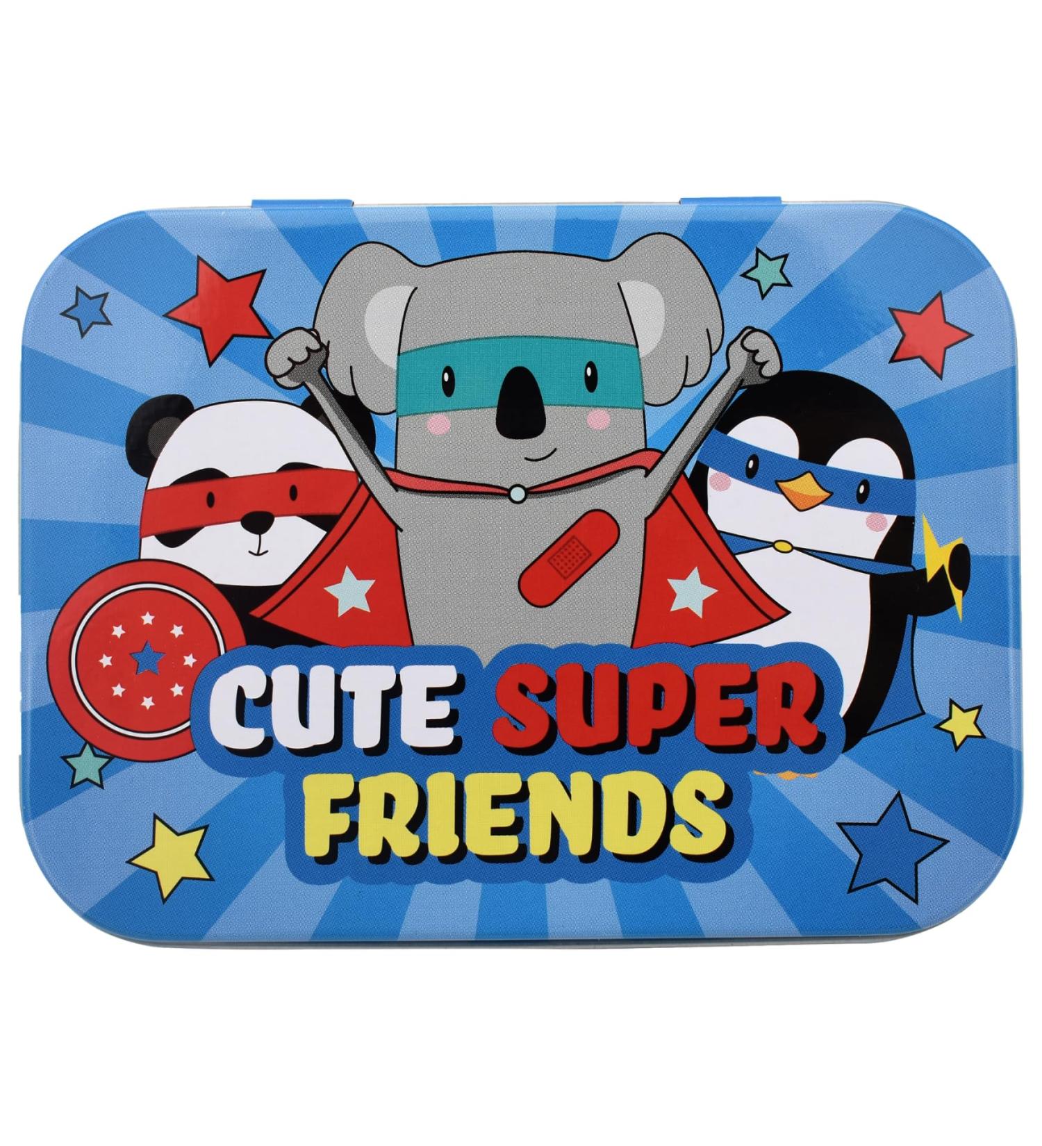 Super Friends Children's Plaster Set - 3 Pieces in Metal Box | Fun & Stylish Plaster Storage | Ideal for Backpack & Handbag - Buy Online on GoSupps.com