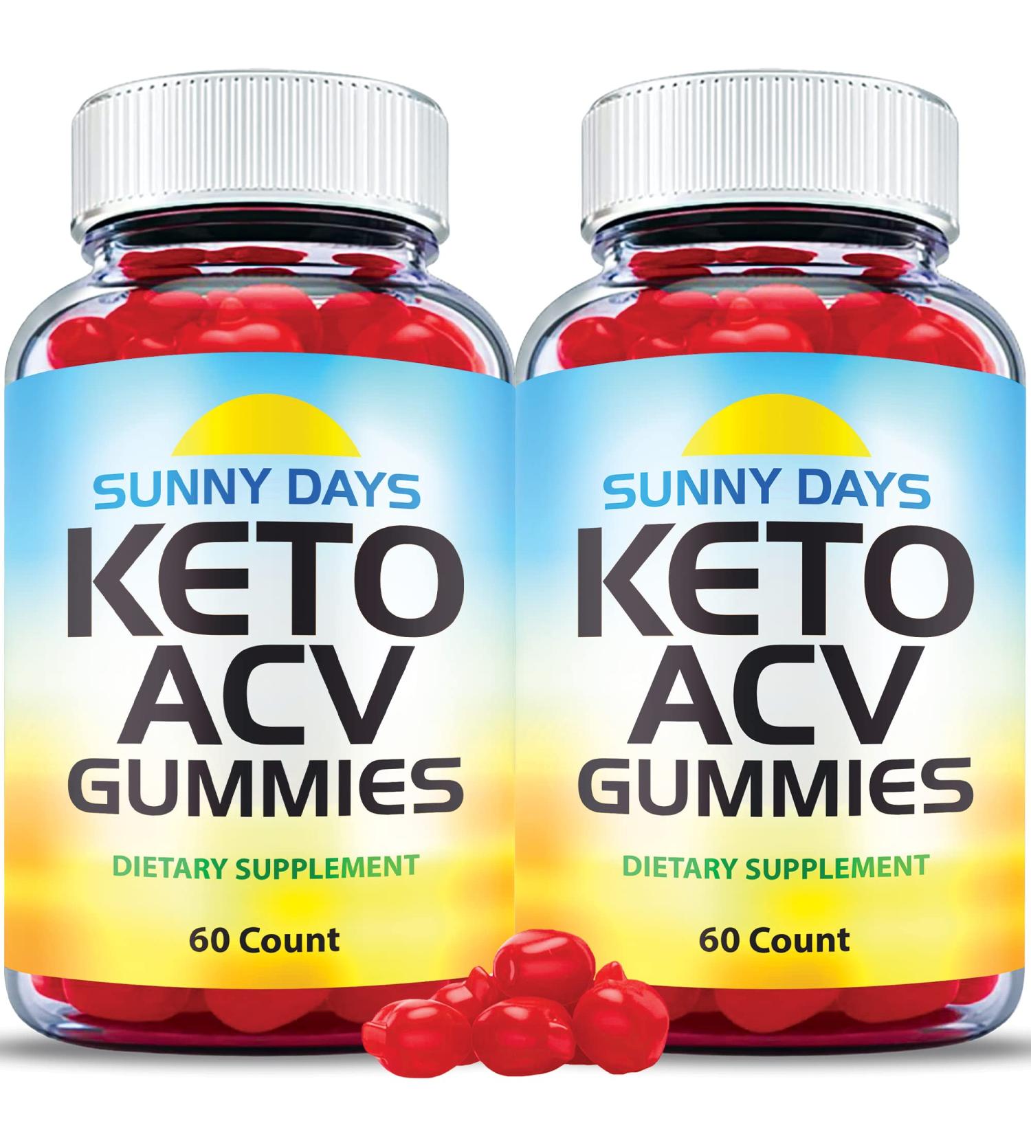 (2 Pack) Sunny Days Keto ACV Gummies - Vegan Non-GMO Formula with Apple Cider Vinegar and Vitamin B12 - 120 Gummies - Buy Online on GoSupps.com