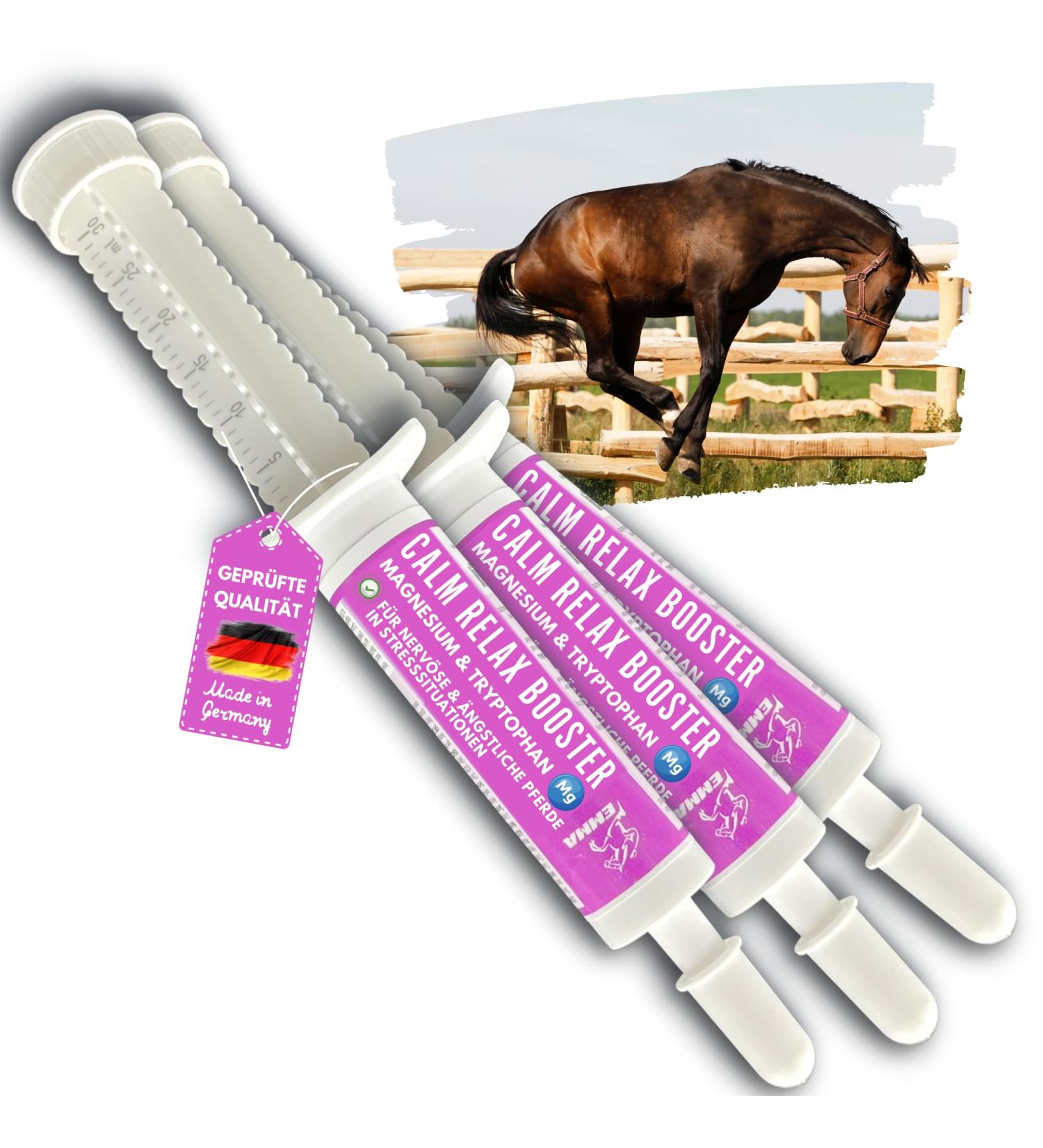 Magnesium Horse Calming Paste 3x30ml | Relax & Reduce Stress for Horses | High-Dose L-Tryptophan & Magnesium for Nervous Horses - Buy Online on GoSupps.com