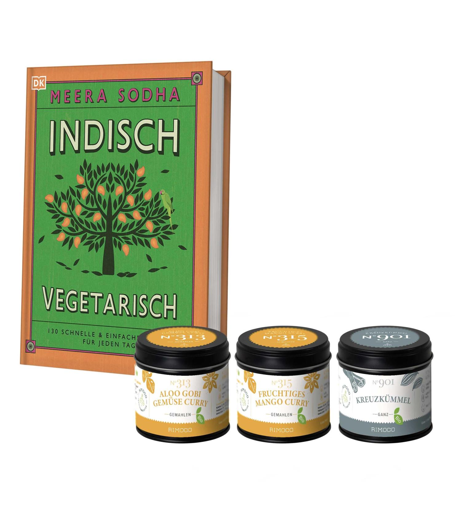 Rimoco Indian Vegetarian Gift Set - Cookbook & Spices: Aloo Gobi Mango Curry Cumin - Buy Online on GoSupps.com