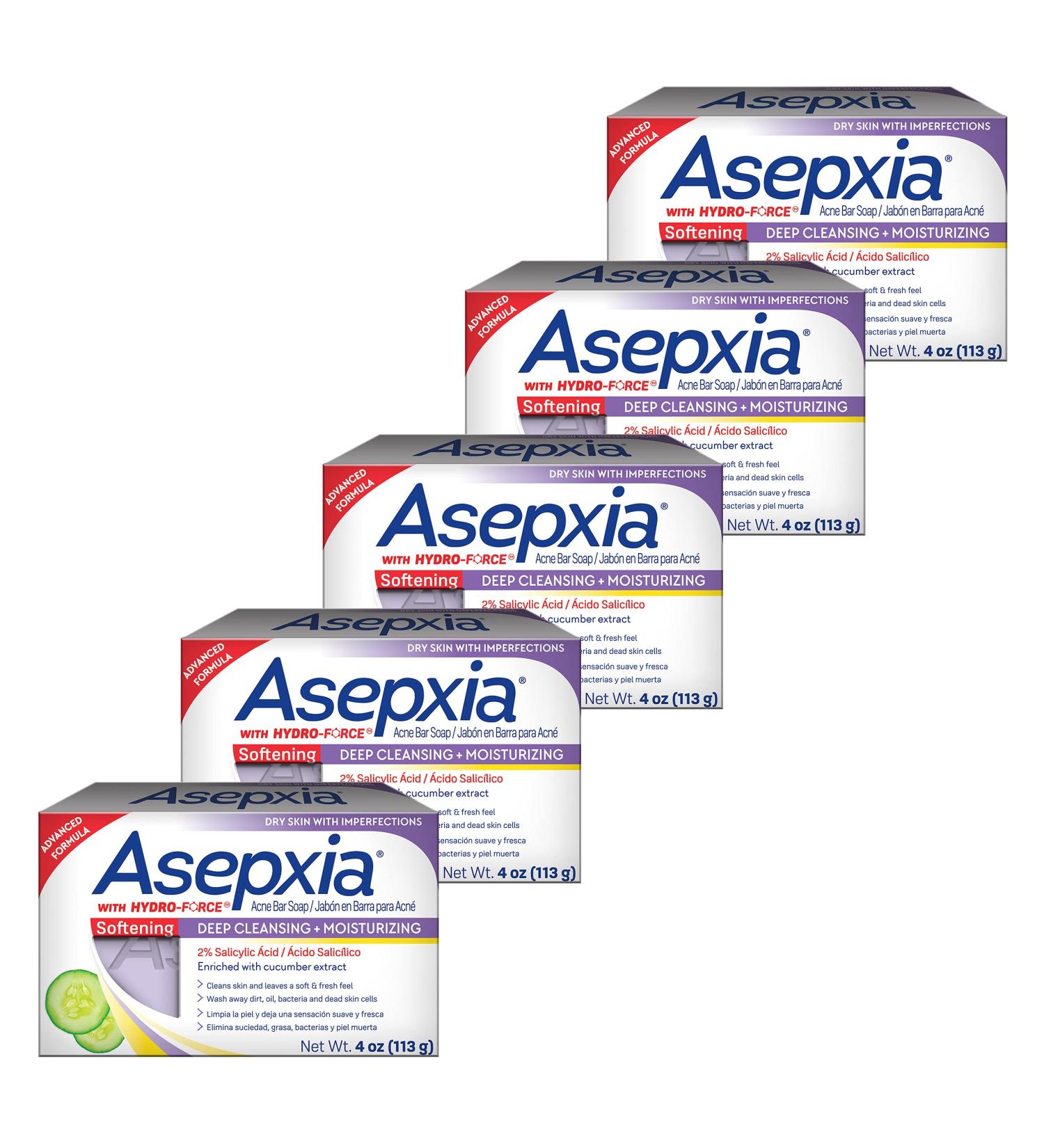 Asepxia Softening Cleansing Bar 4 Ounce Multipack (Pack of 5) - Gentle Skin Care Solution - Buy Online on GoSupps.com