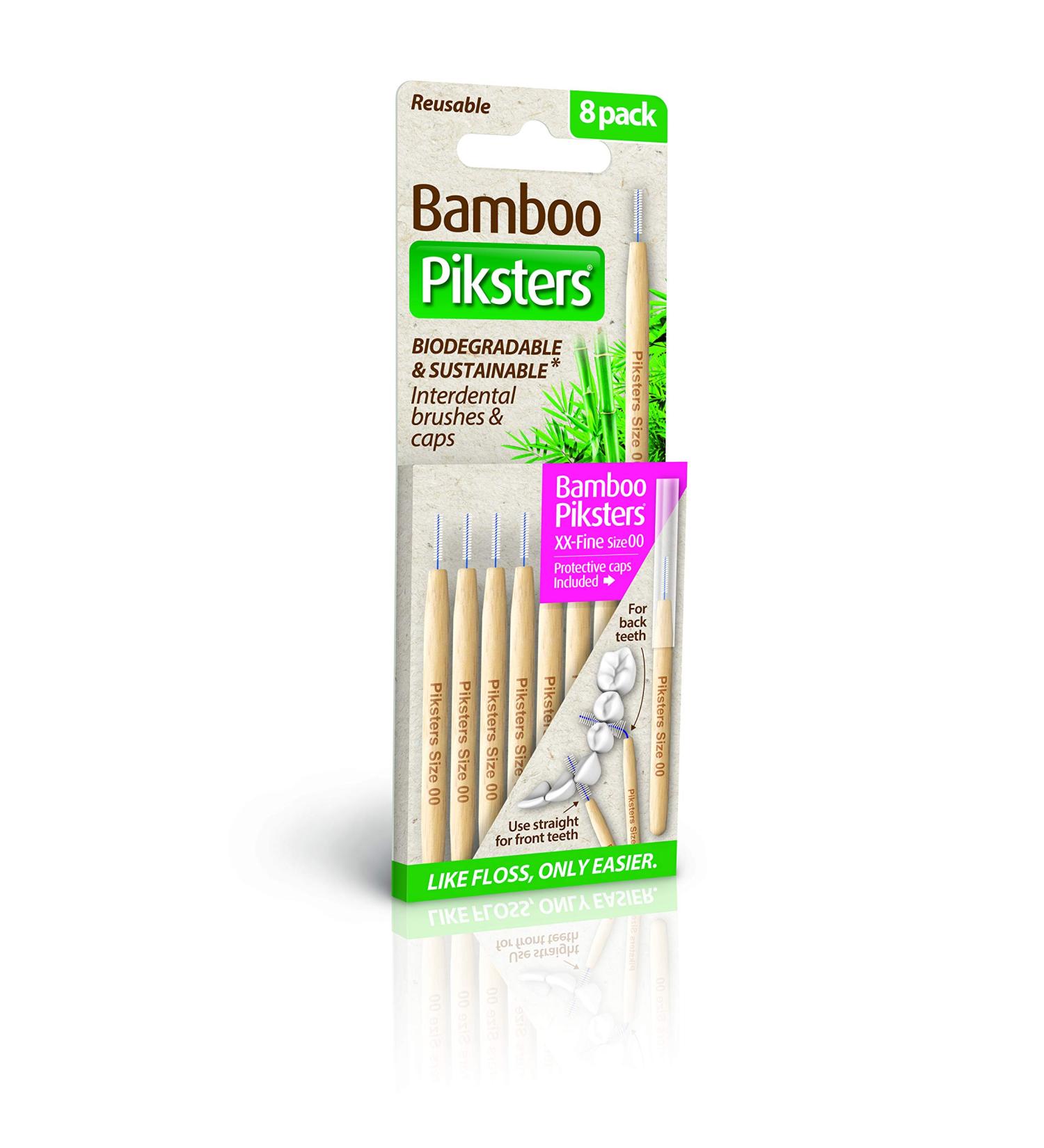 Piksters Bamboo Interdental Brush Size 00 Pink 0.60mm - 8 Brushes Per Pack - 8 Count - Buy Online on GoSupps.com