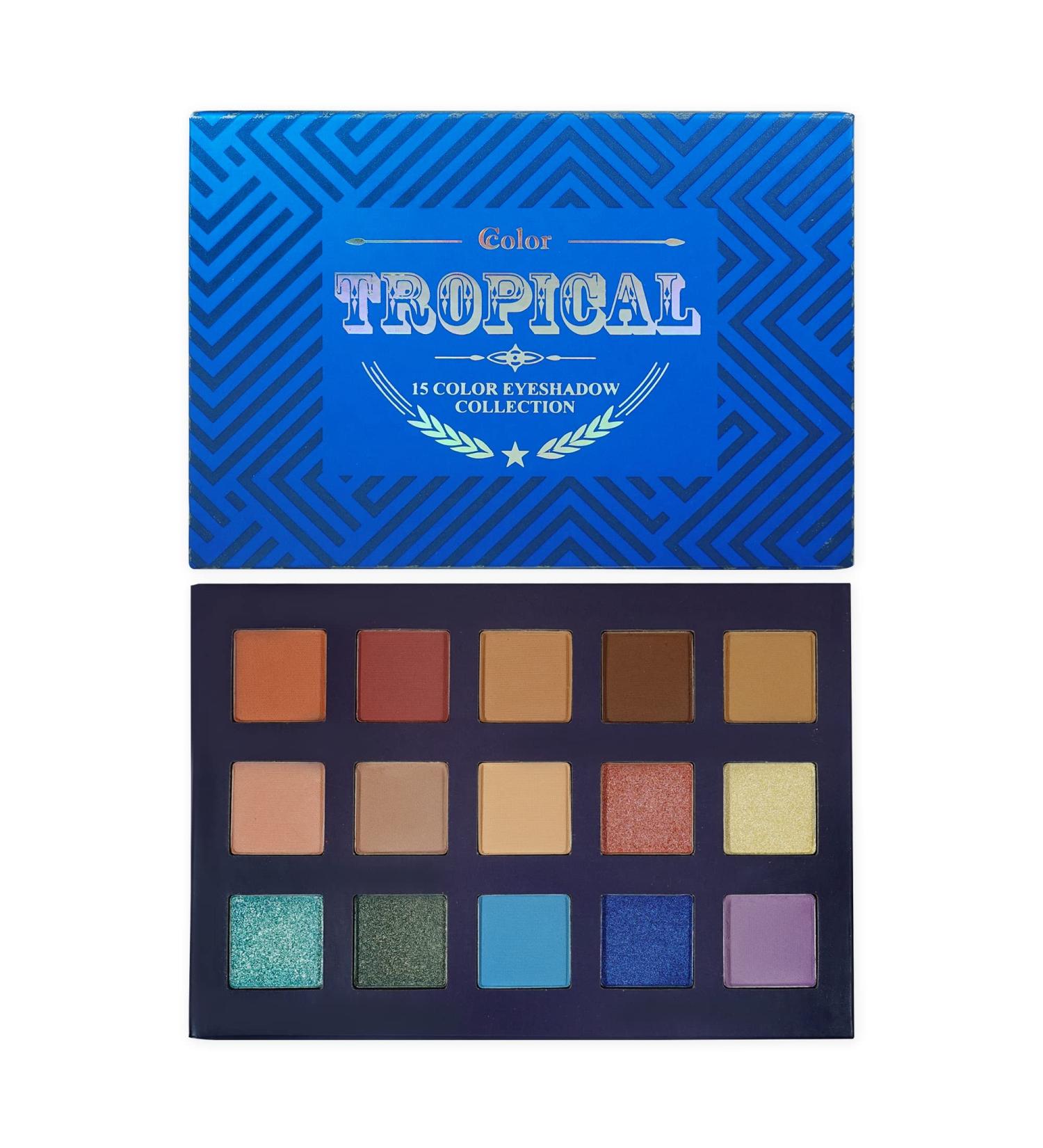Ccolor Cosmetics Tropical 15-Color Eyeshadow Palette - Highly Pigmented, Long-Wearing, Easy-to-Blend, Bright Blues and Neutrals - Professional Eye Makeup - Buy Online on GoSupps.com