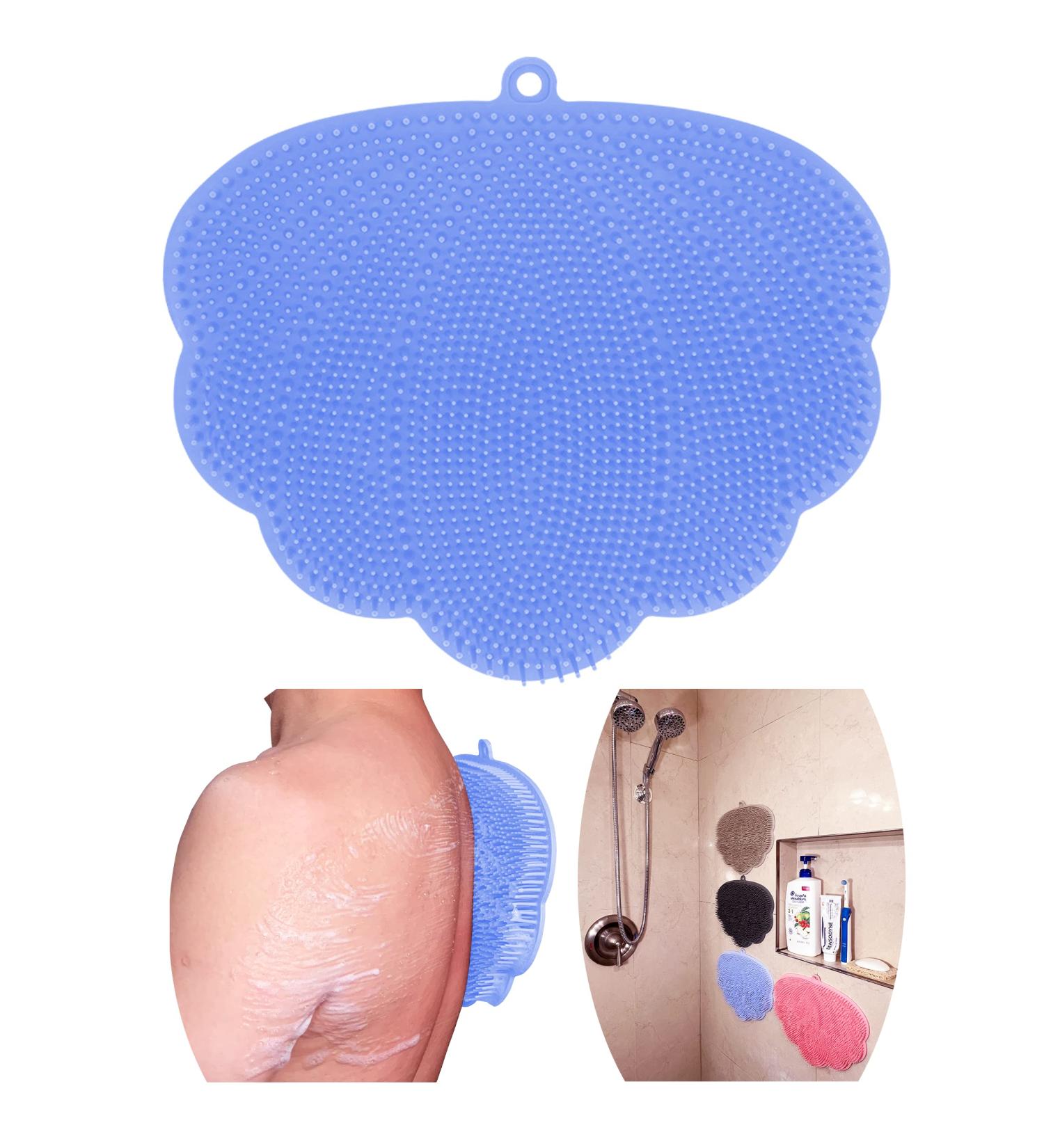 Hands-Free Silicone Flat Back Scrubber for Shower - Easy Clean Body Brush (Blue) - Buy Online on GoSupps.com