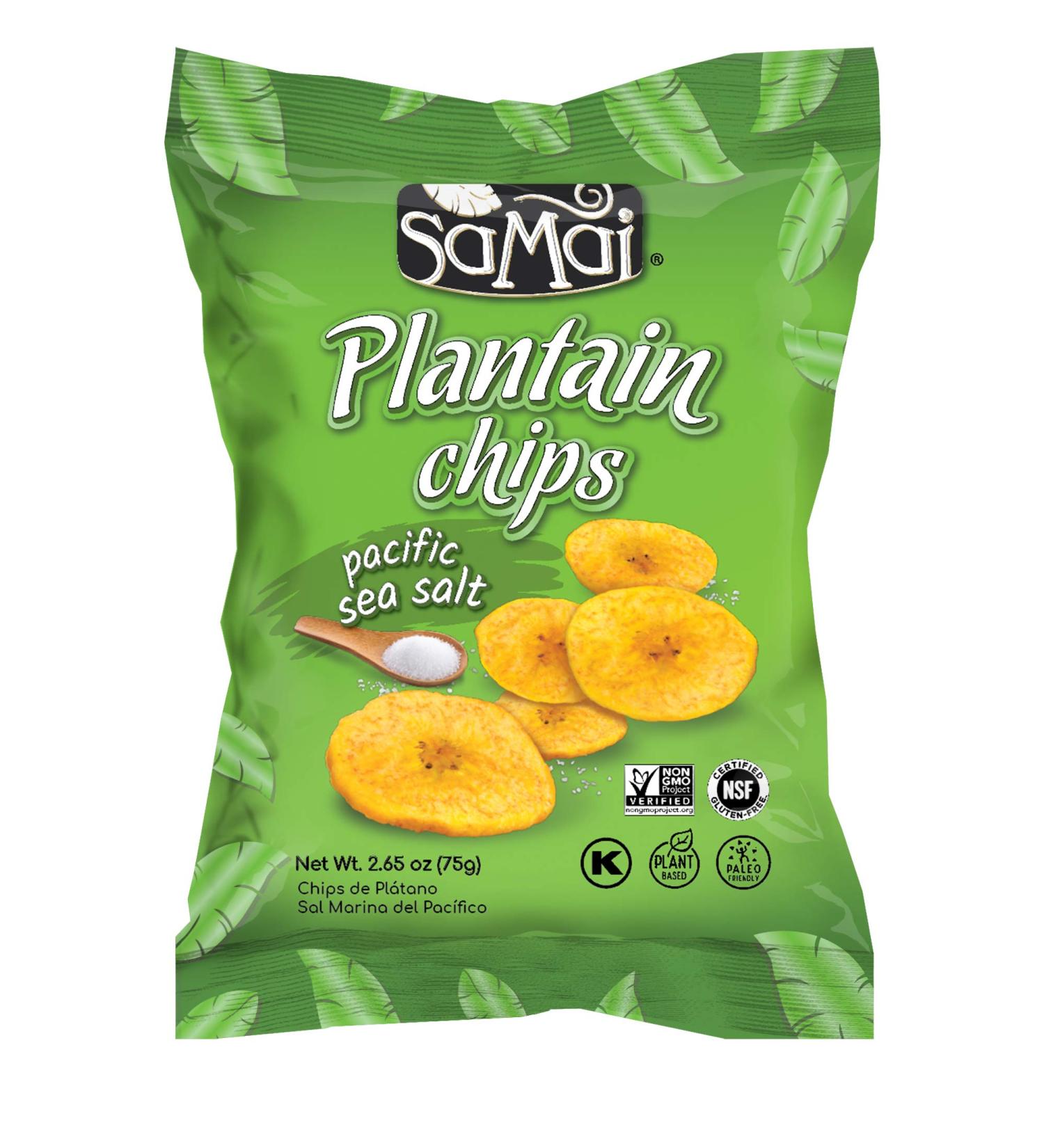 Samai Pacific Sea Salt Plantain Chips 2.65oz (Pack of 15) - Gluten Free, All Natural & Non-GMO | Kosher Pacific Sea Salt Snack - Buy Online on GoSupps.com