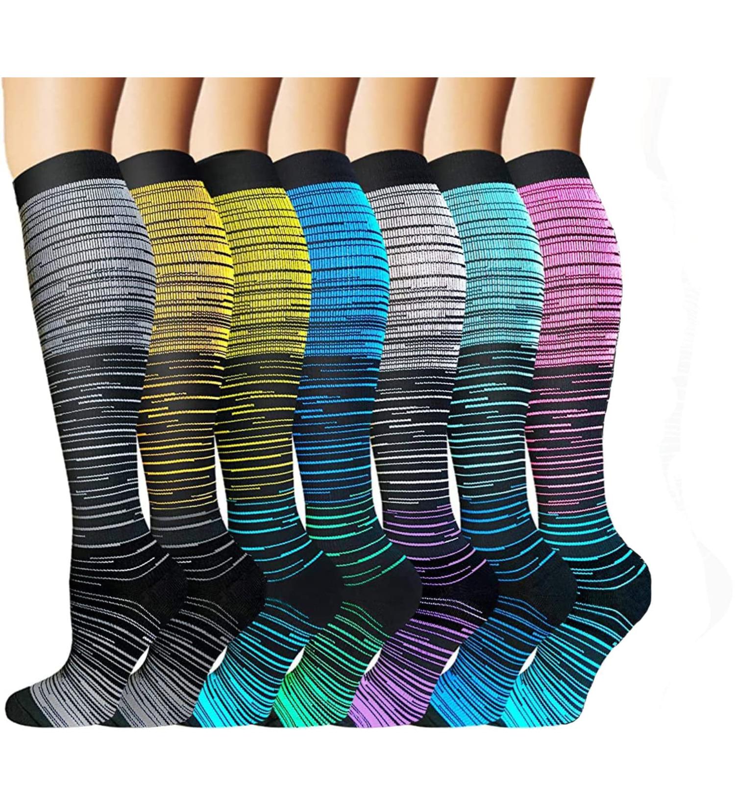 Shop Tlynsnil Compression Stockings for Men & Women | 15-20 mmHg | Perfect for Travel Sports & Nursing | Colorful Support Socks (L-XL) - Buy Online on GoSupps.com