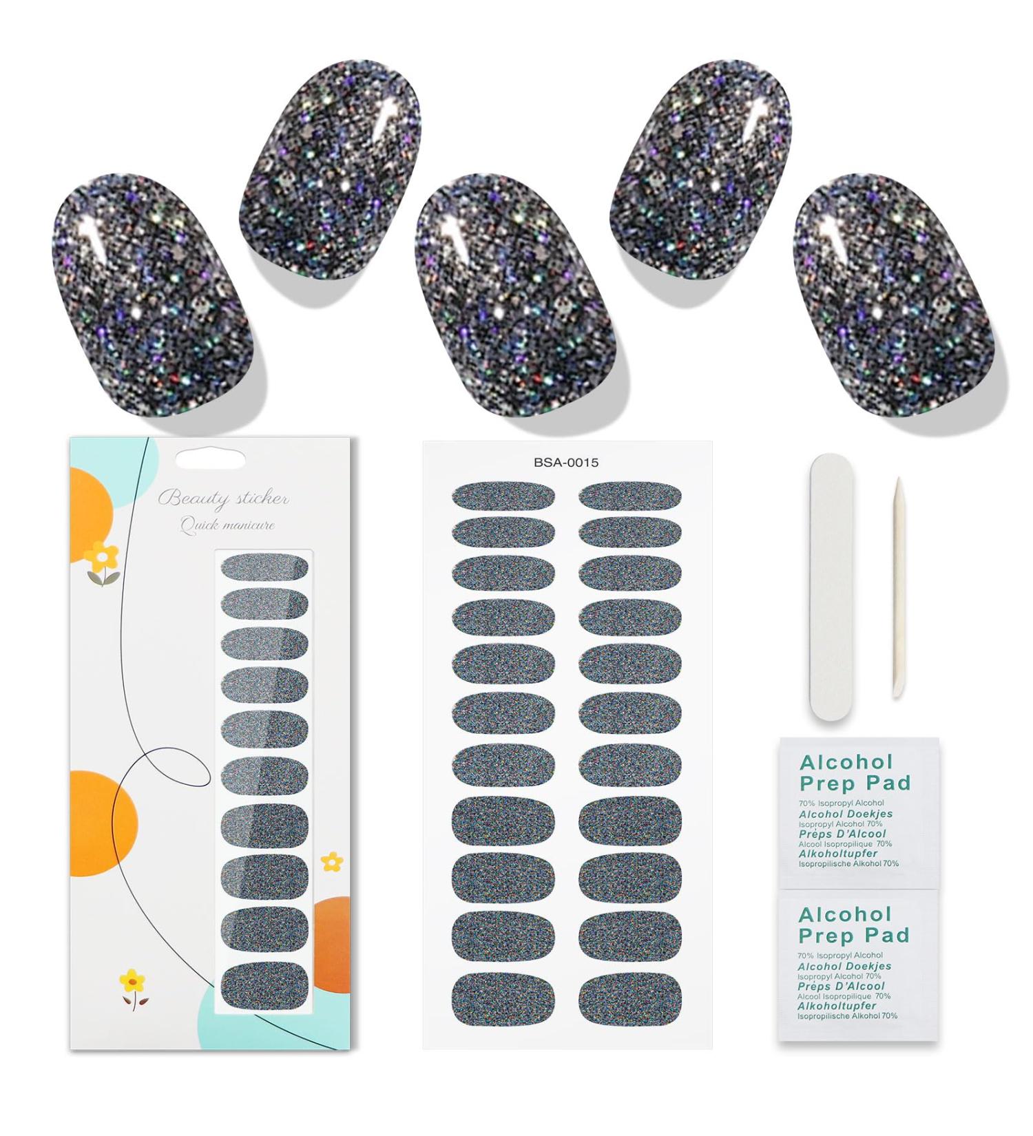 JMEOWIO Nail Foil Glitter - Self-Adhesive Black Gel Nail Stickers & Accessories for Stunning Nail Designs - Buy Online on GoSupps.com