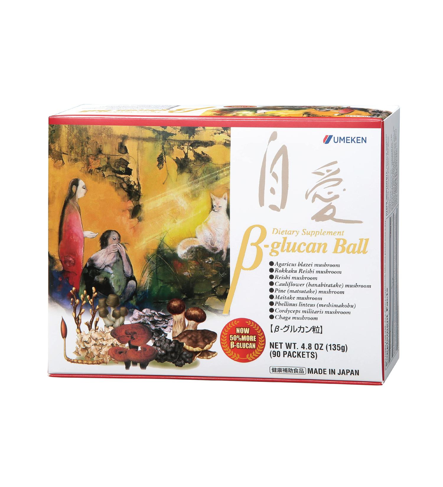 Umeken Beta Glucan - Immune Boost Mushroom Extract Dietary Supplement (90 Packets) - 3 Month Supply, 4.8 oz - 90 Count - Buy Online on GoSupps.com