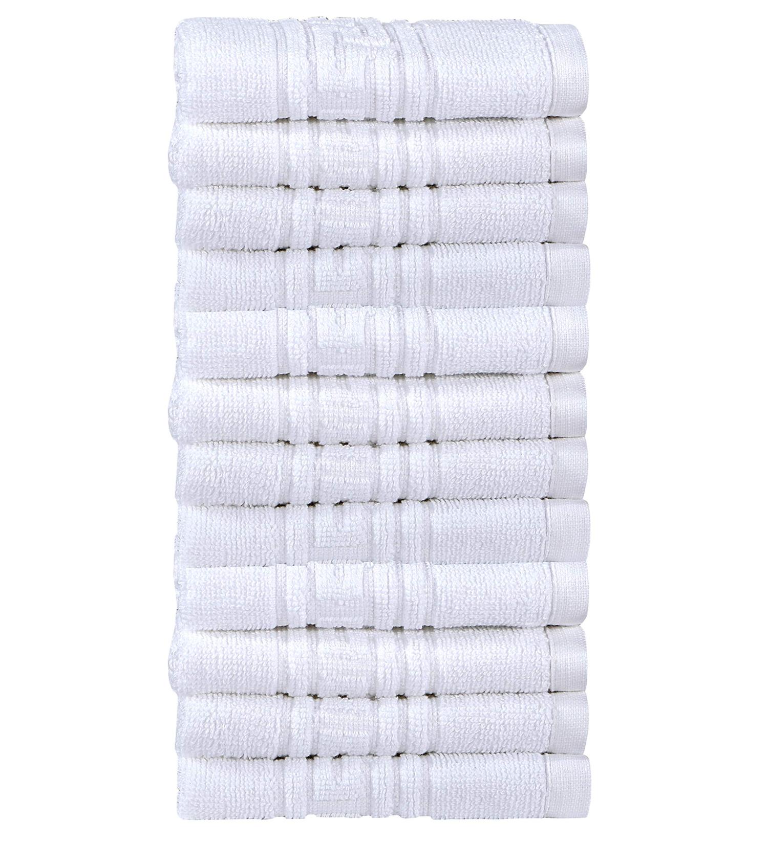 Set of 12 White Quick Dry 100% Cotton Washcloths - Soft & Absorbent - Buy Online on GoSupps.com