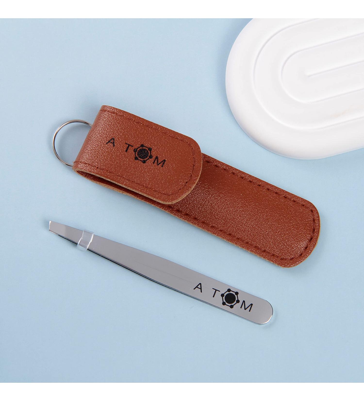 ATOM Precision Tweezers for Eyebrow & Ingrown Hair Removal - Silver - Buy Online on GoSupps.com