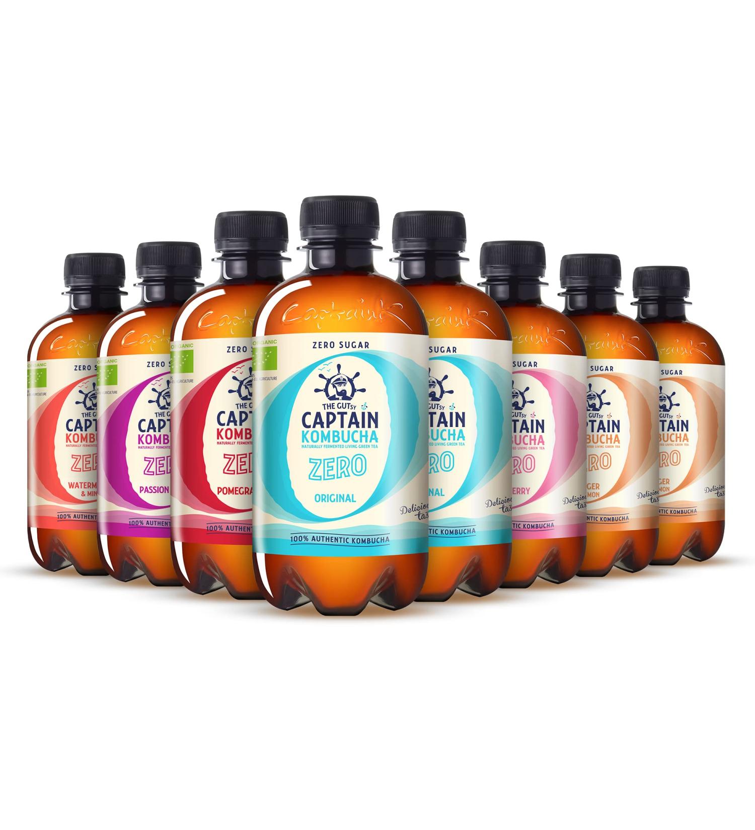 Buy Guttsy Captain Kombucha Zero - Zero Calories Zero Sugar Raw & Vegan - 12 x 400ml Mixbox - International Shipping Available - Buy Online on GoSupps.com