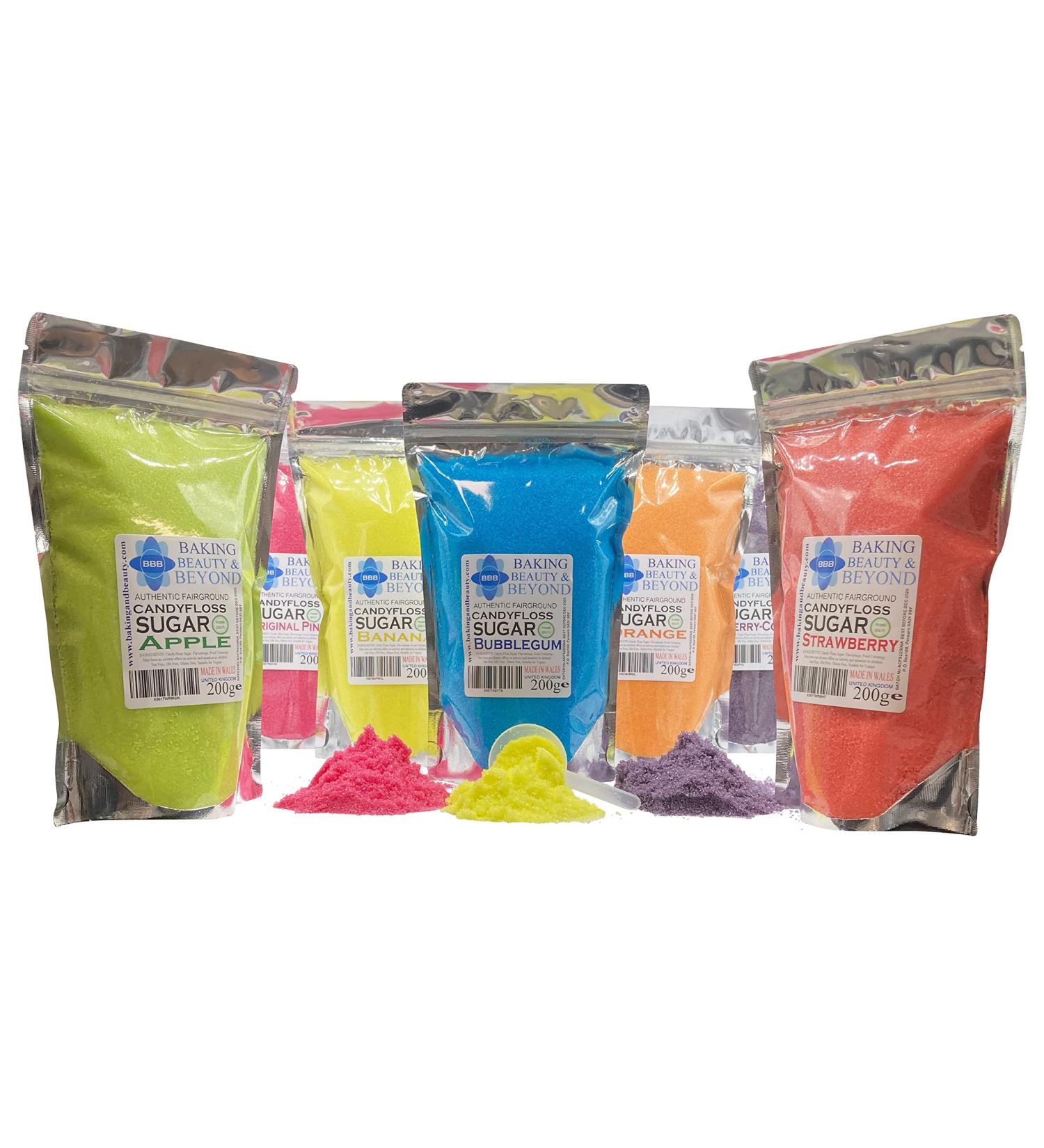 Baking Beauty and Beyond Premium Floss Sugar for Cotton Candy - Cotton Candy Flossing Sugar with Natural Ingredients Perfect for Every Occasion Bulk Floss Sugar 200g - Peach Flavour