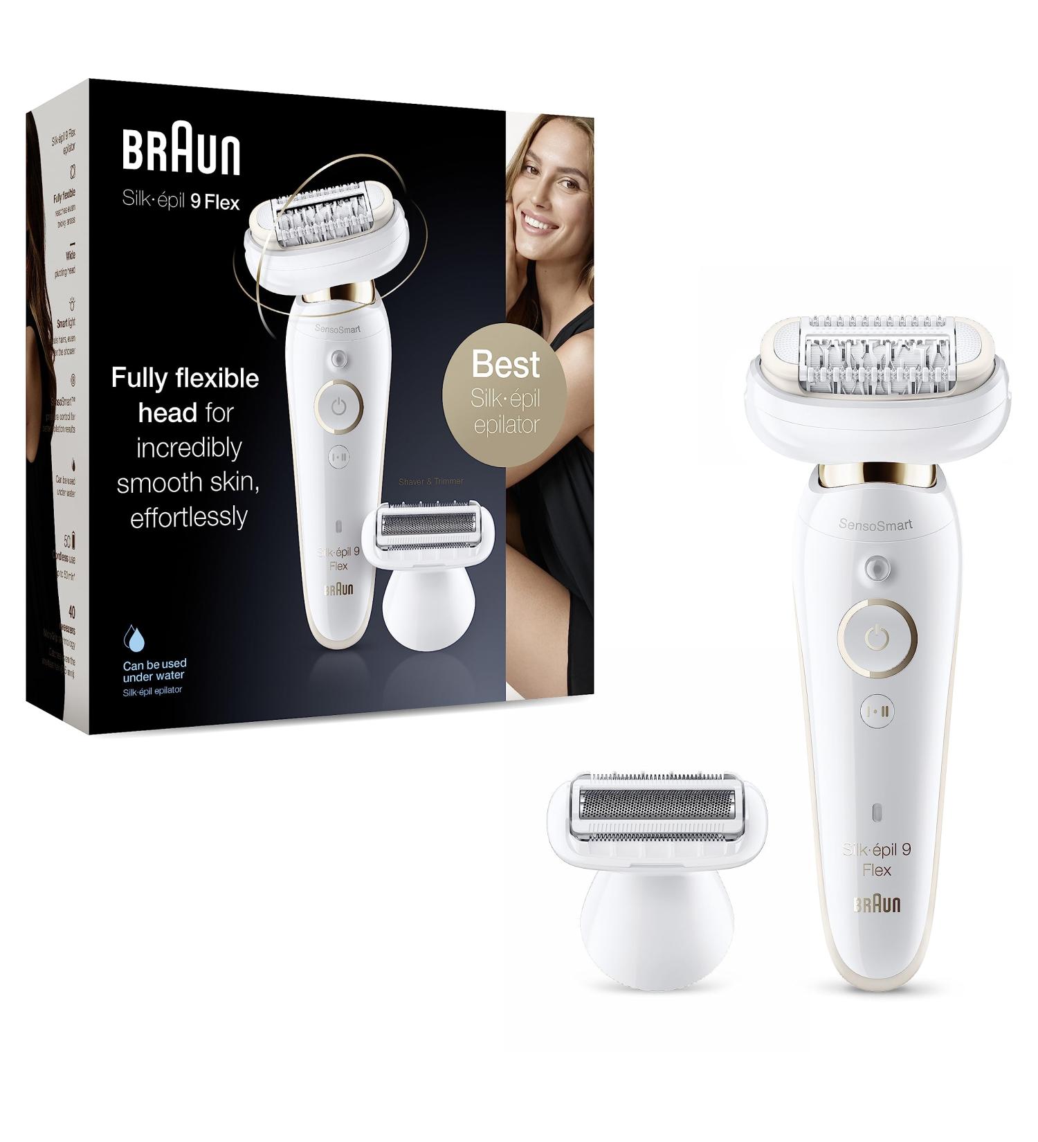 Buy Braun Silk- pil 9 Flex Epilator for Women - 5 Attachments Flexible Head White/Gold | International Shipping Available - Buy Online on GoSupps.com